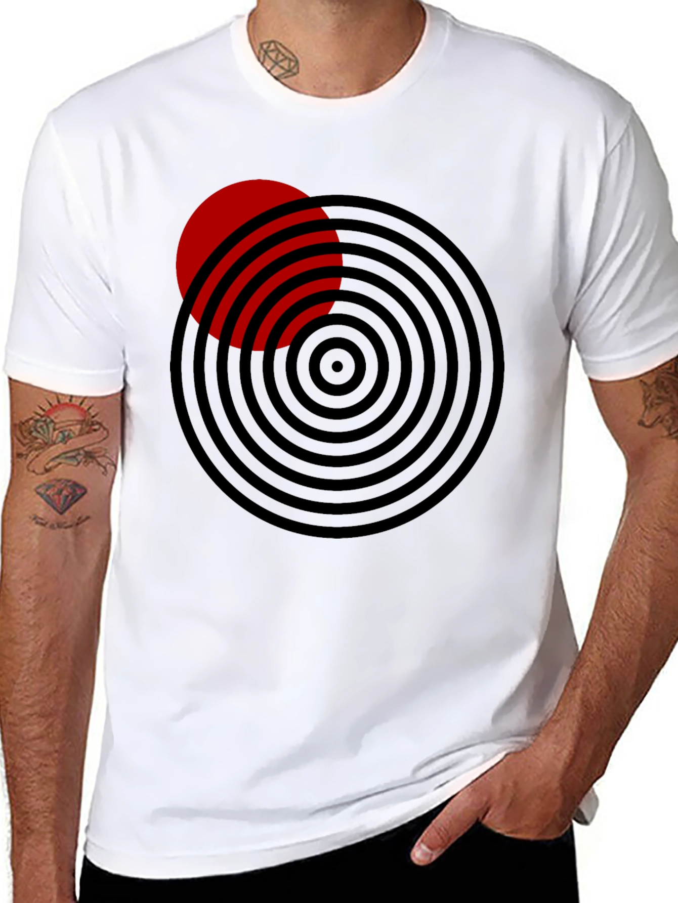 Modern Graphic Tee: Red Eclipse Design