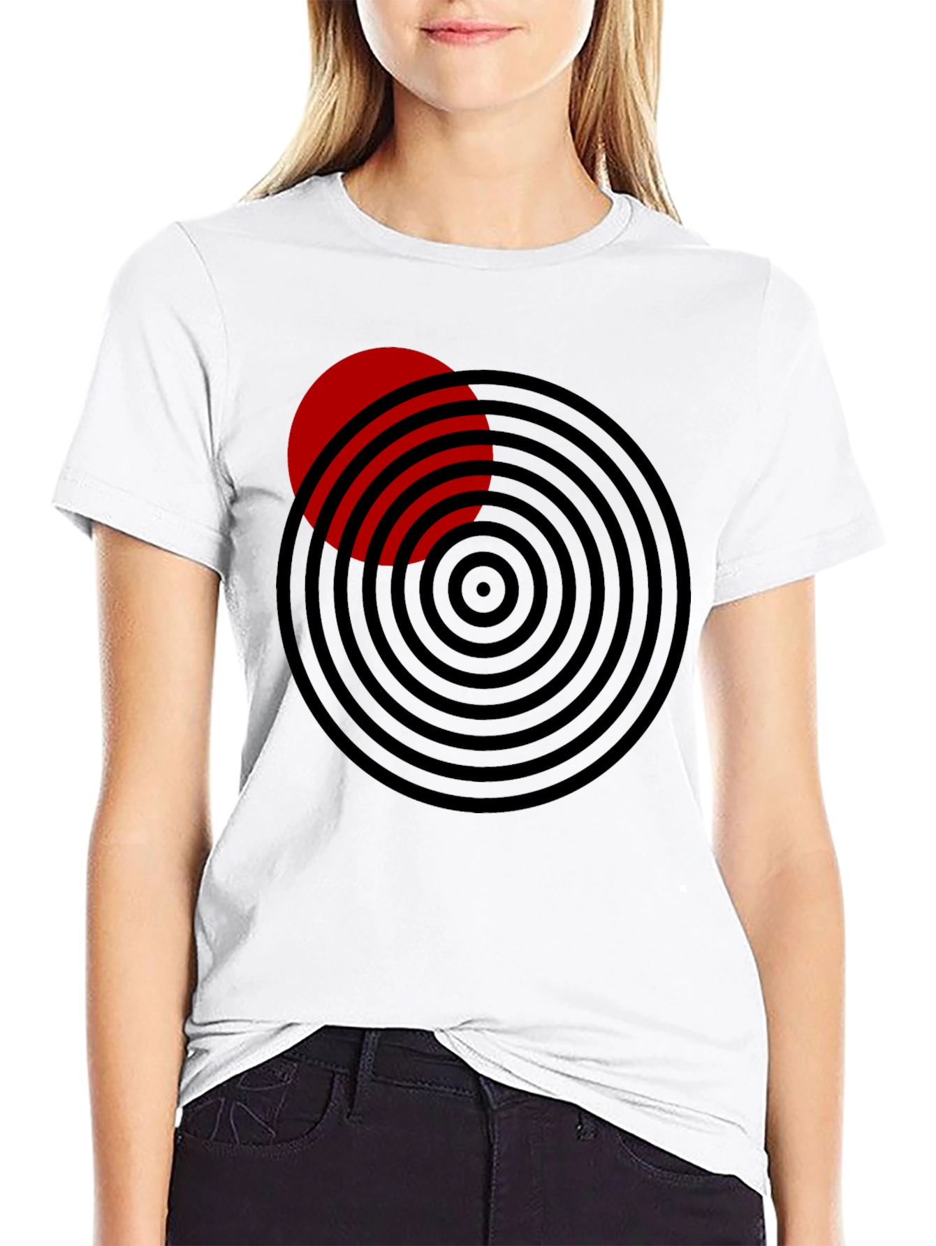 Modern Graphic Tee: Red Eclipse Design