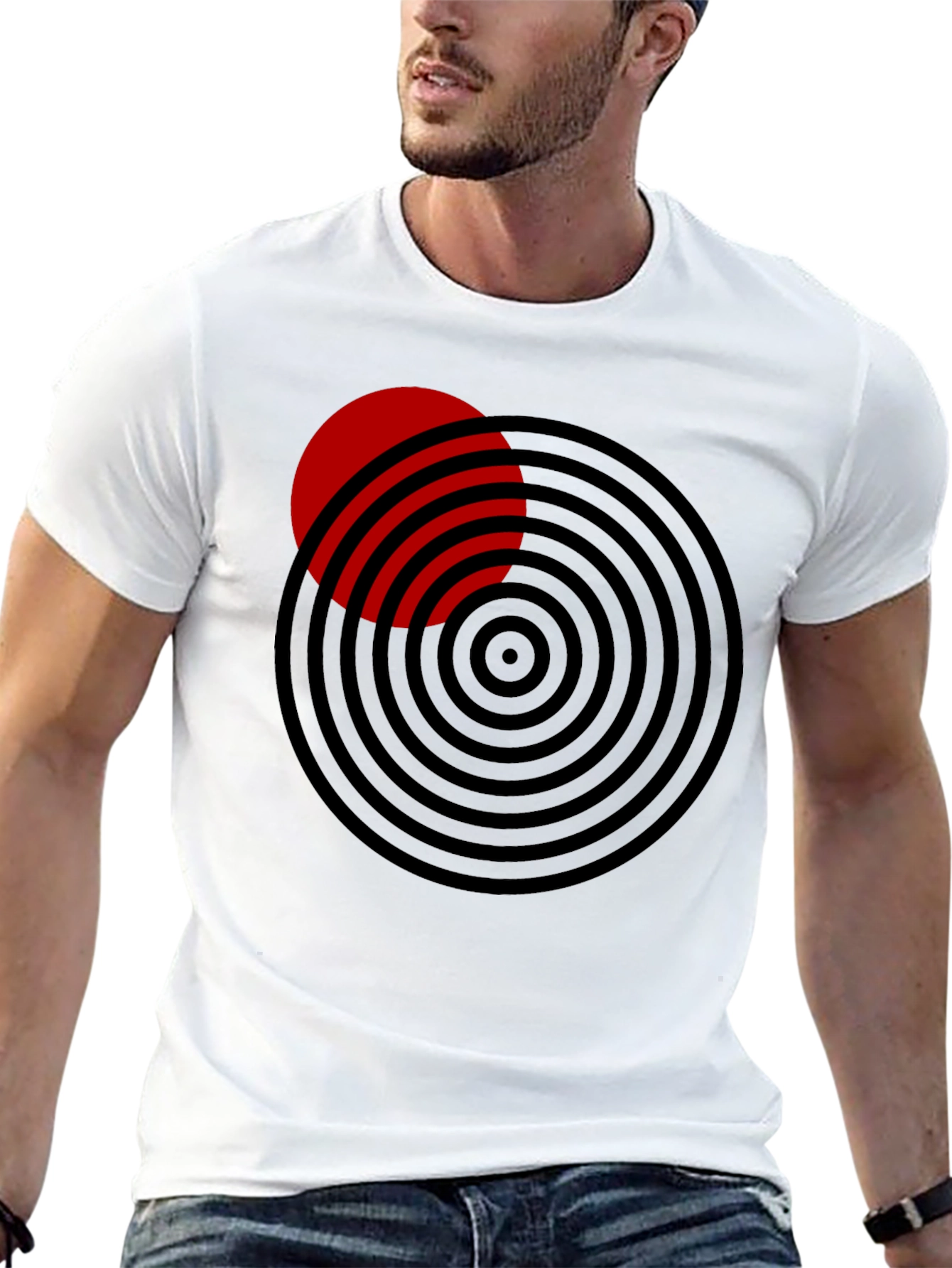 Modern Graphic Tee: Red Eclipse Design