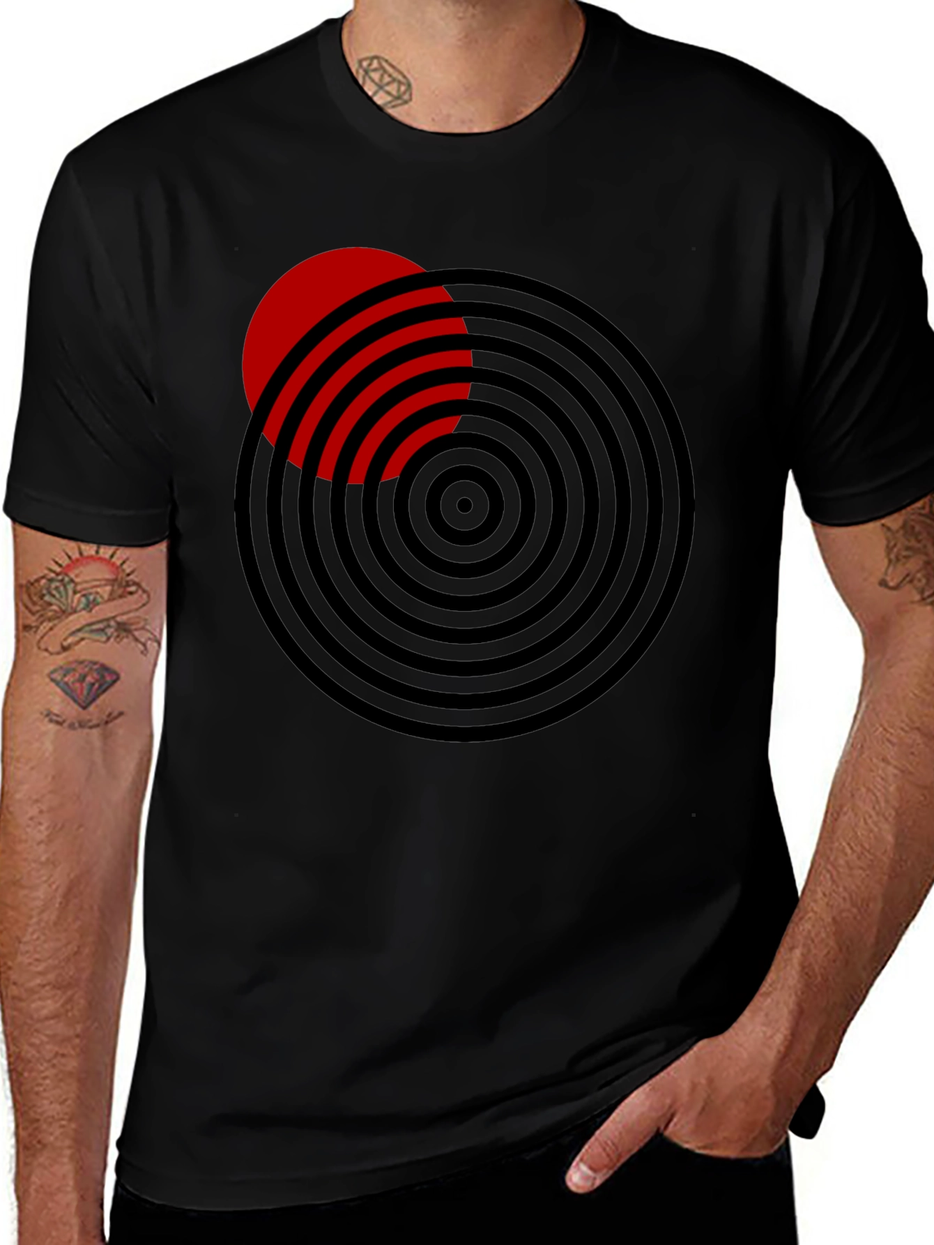 Modern Graphic Tee: Red Eclipse Design
