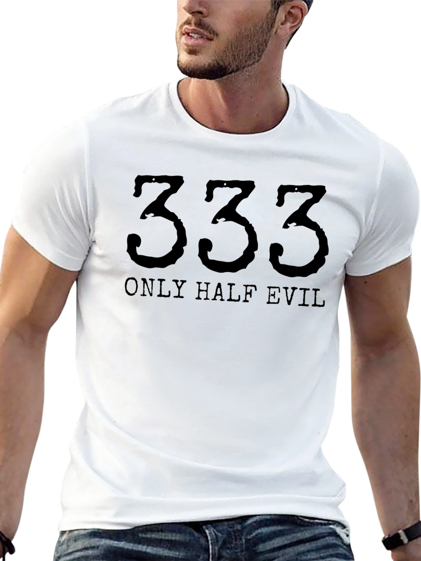 333 Only Half Evil Black T-Shirt