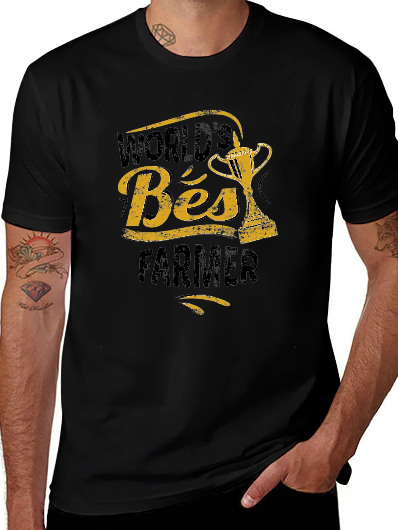 Worlds Best Farmer Graphic T-Shirt - Black