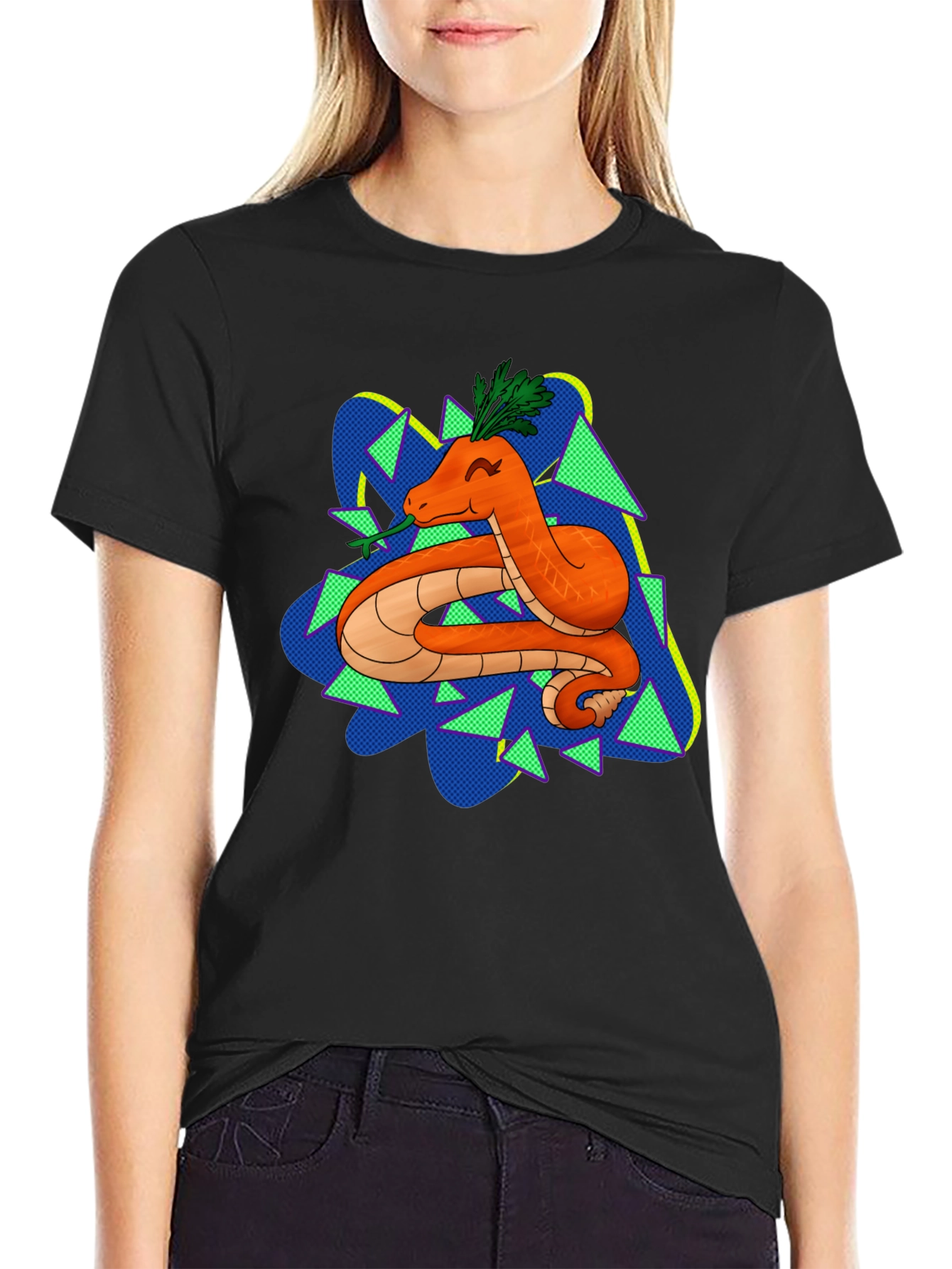 Carrot Snake Graphic T-Shirt - Quirky & Fun Design