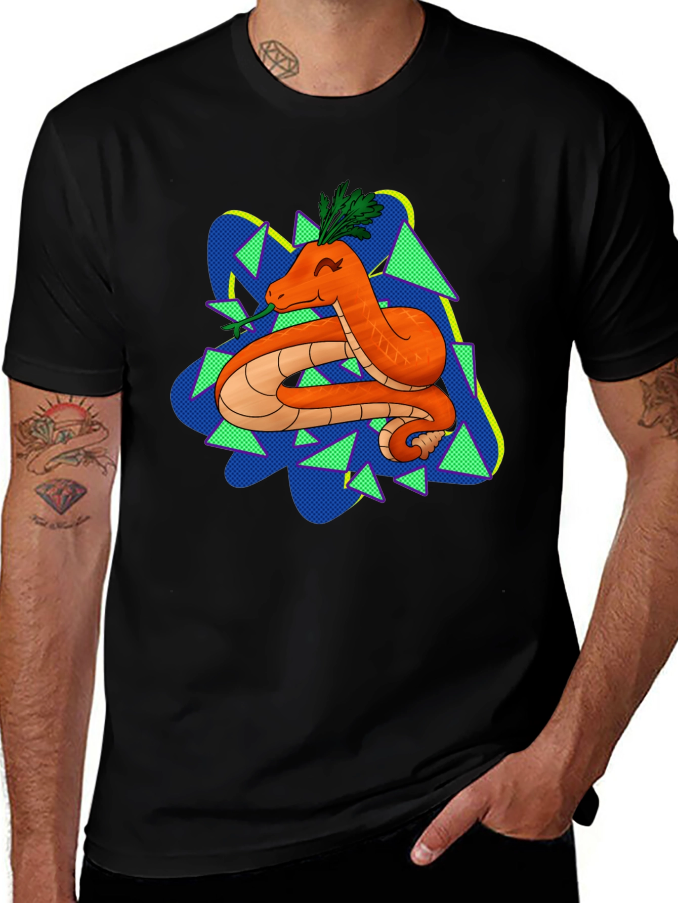 Carrot Snake Graphic T-Shirt - Quirky & Fun Design