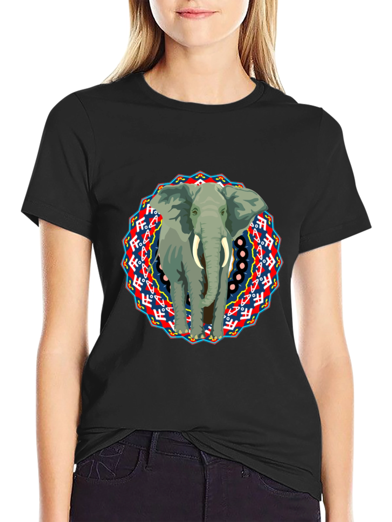 Elephant Mandala Graphic T-Shirt