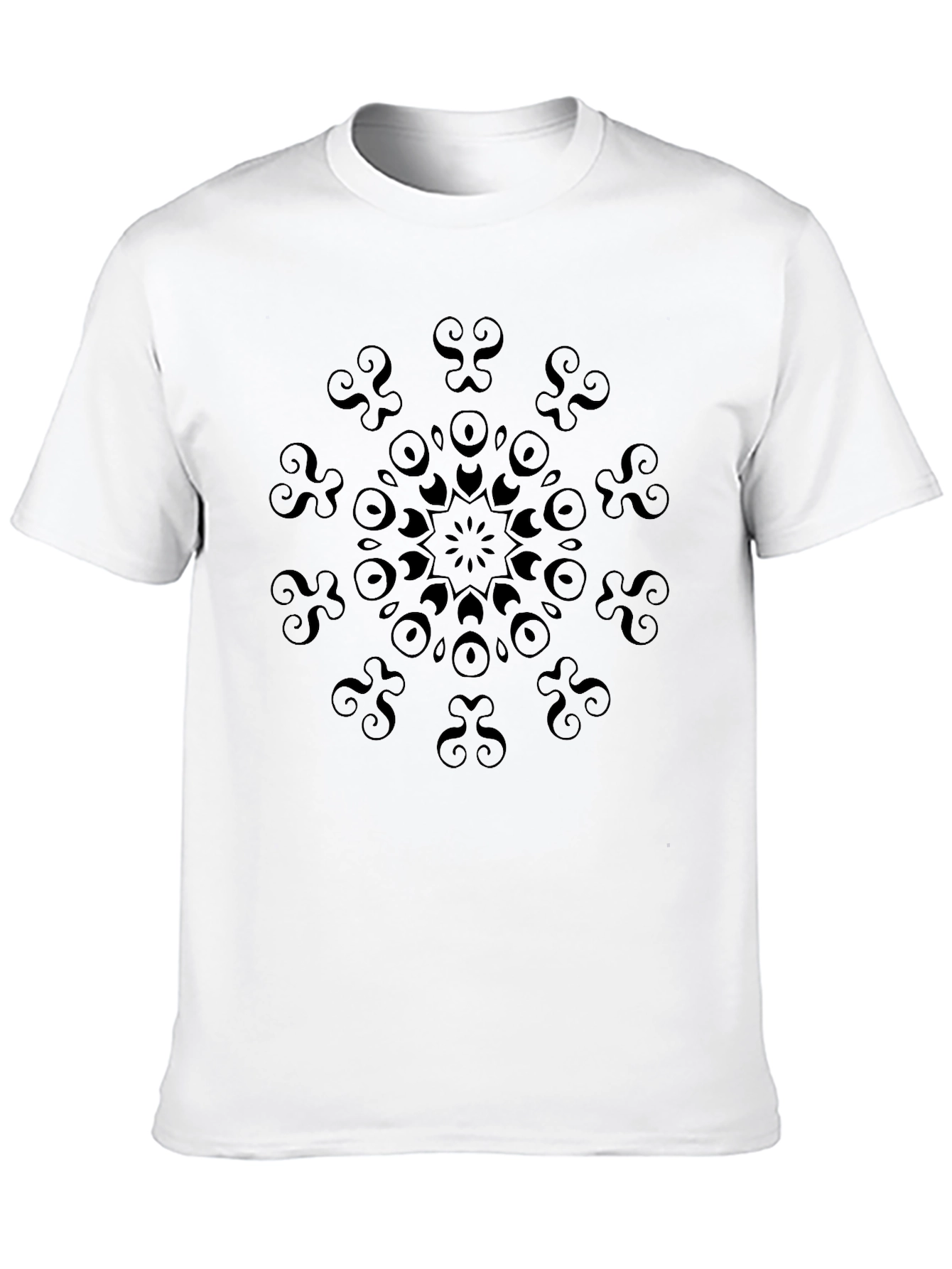 Black T-Shirt with Geometric Mandala Design