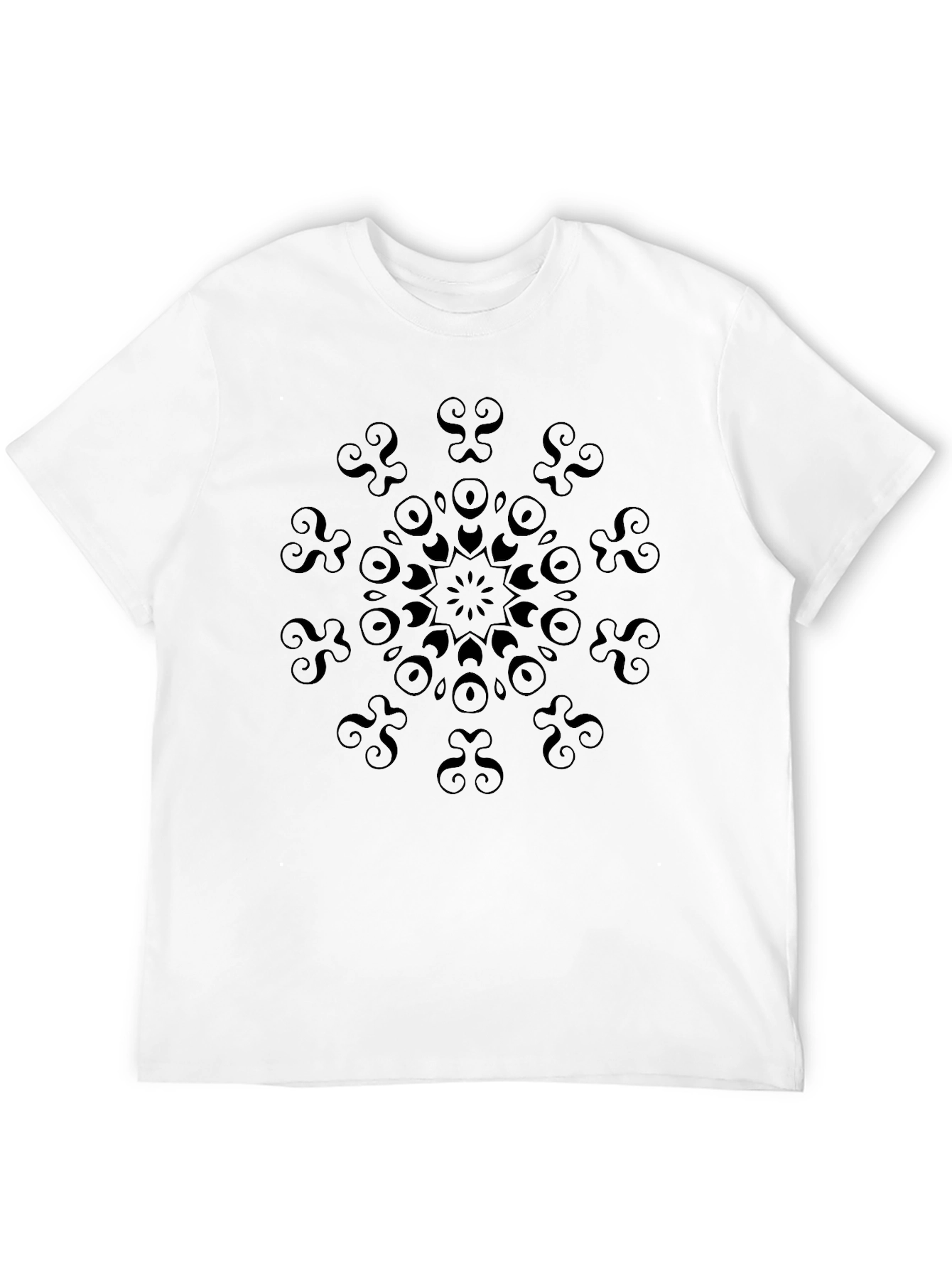 Black T-Shirt with Geometric Mandala Design