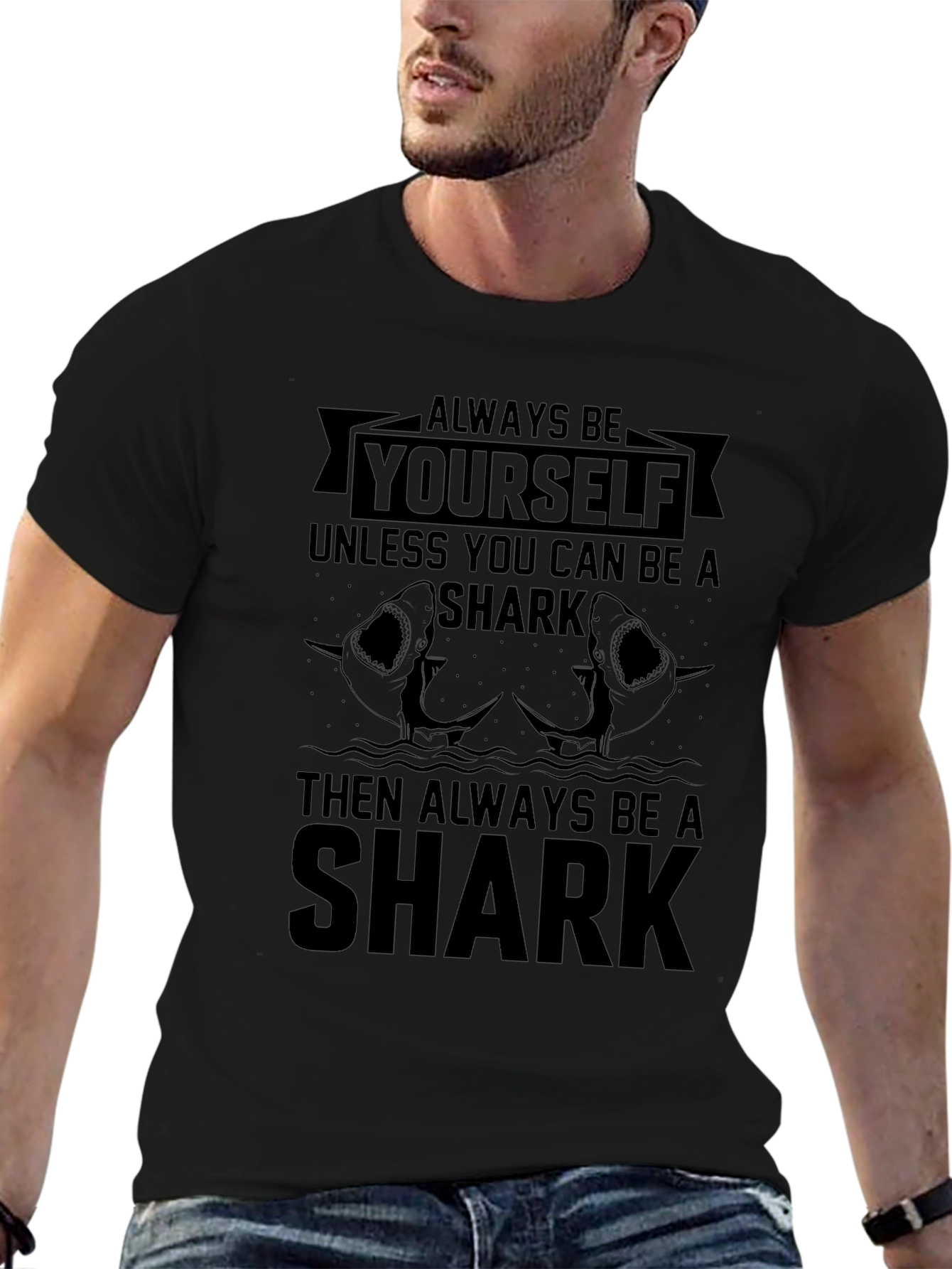 Always Be Yourself Shark Black T-Shirt