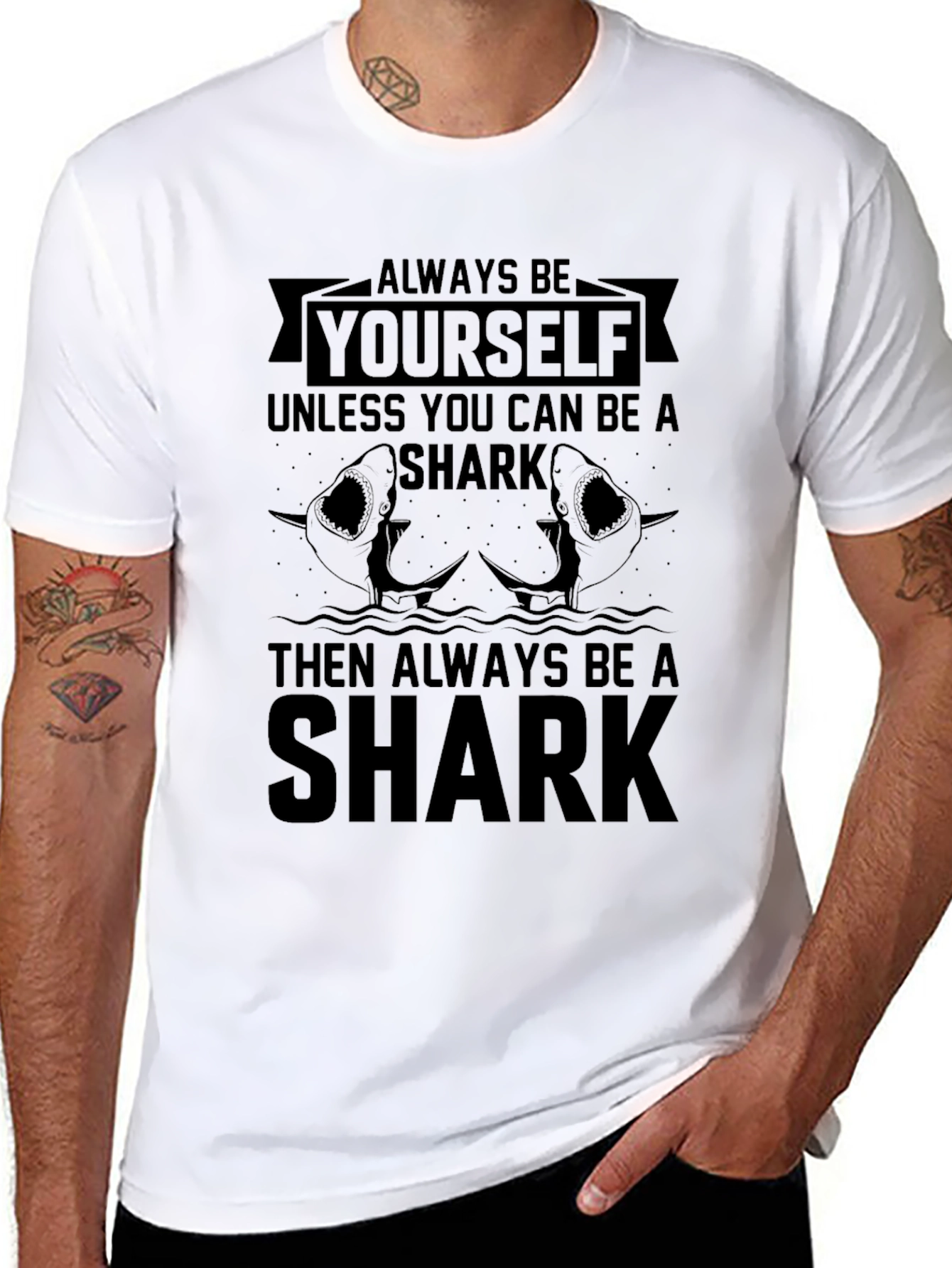 Always Be Yourself Shark Black T-Shirt