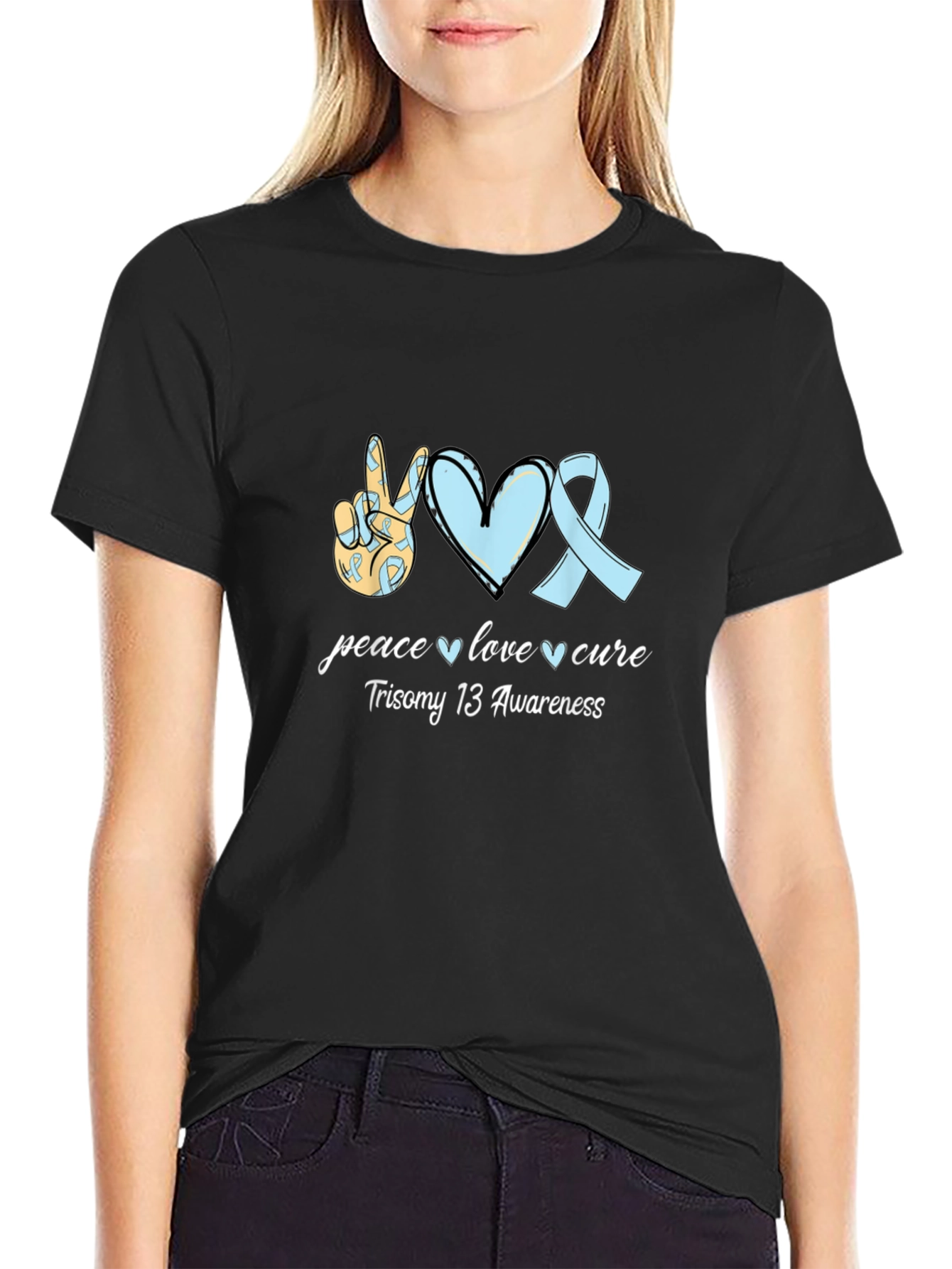Peace Love Cure Trisomy 13 Awareness T-Shirt