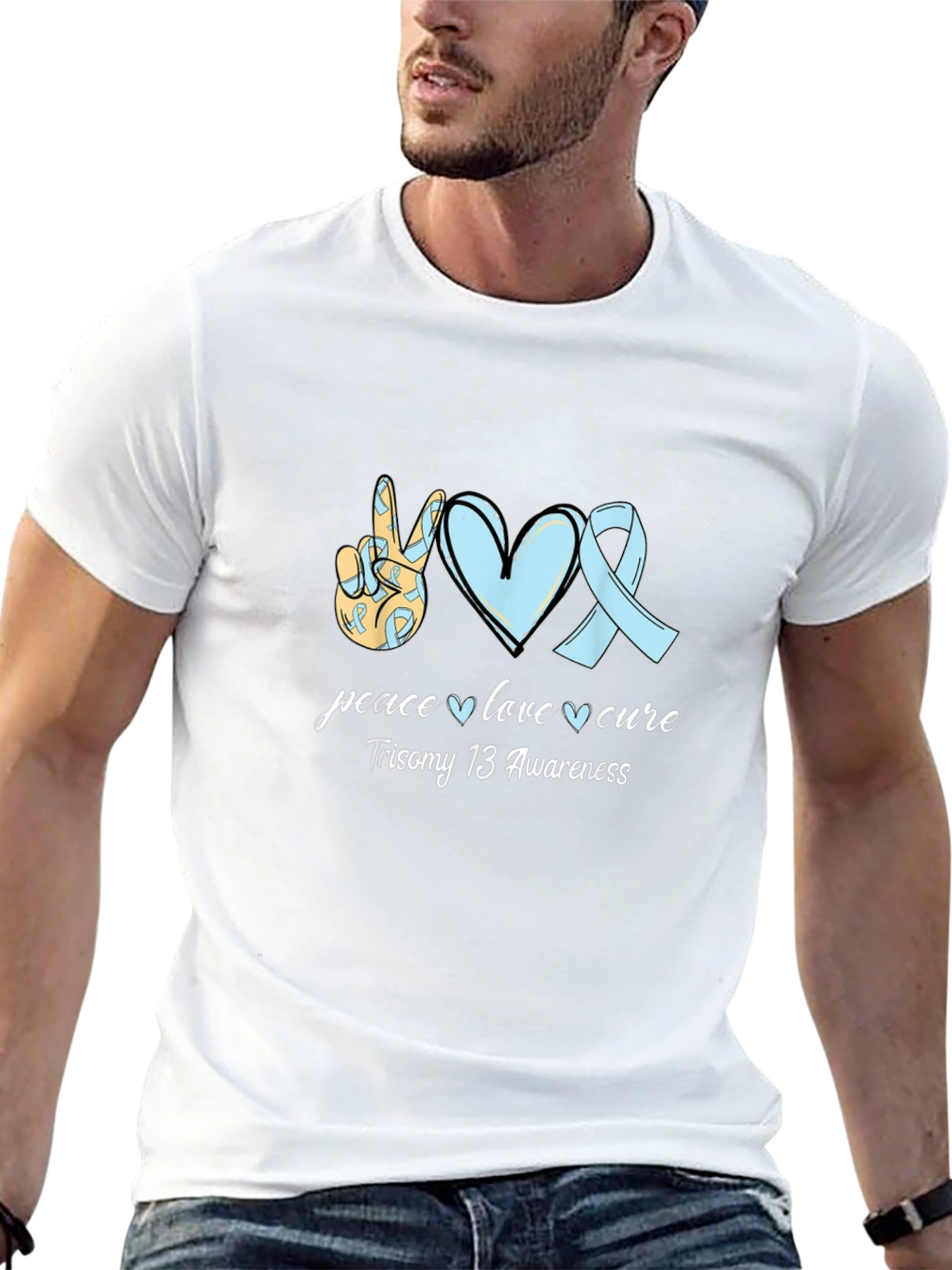 Peace Love Cure Trisomy 13 Awareness T-Shirt