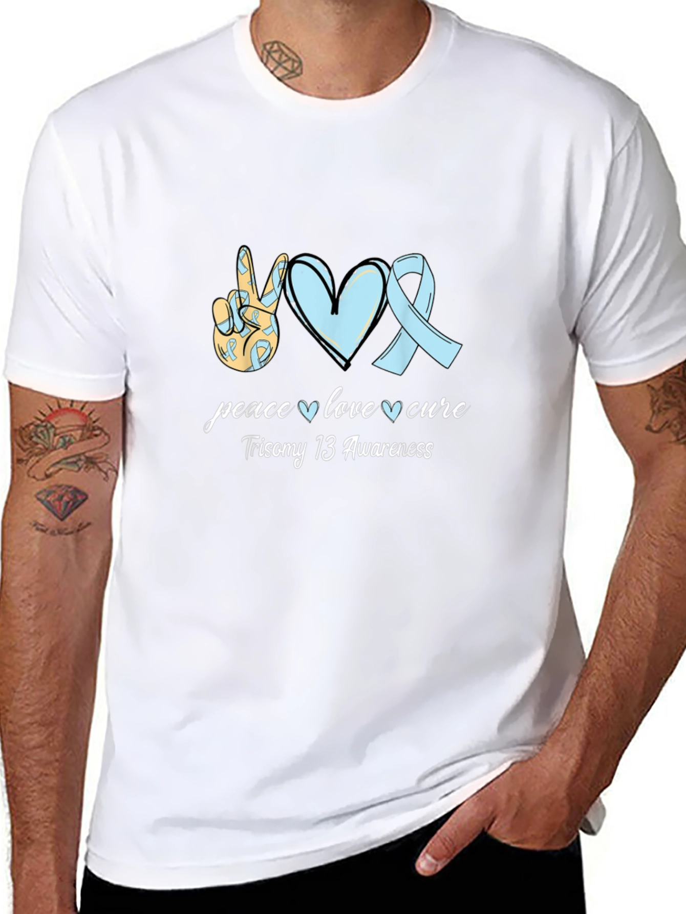 Peace Love Cure Trisomy 13 Awareness T-Shirt