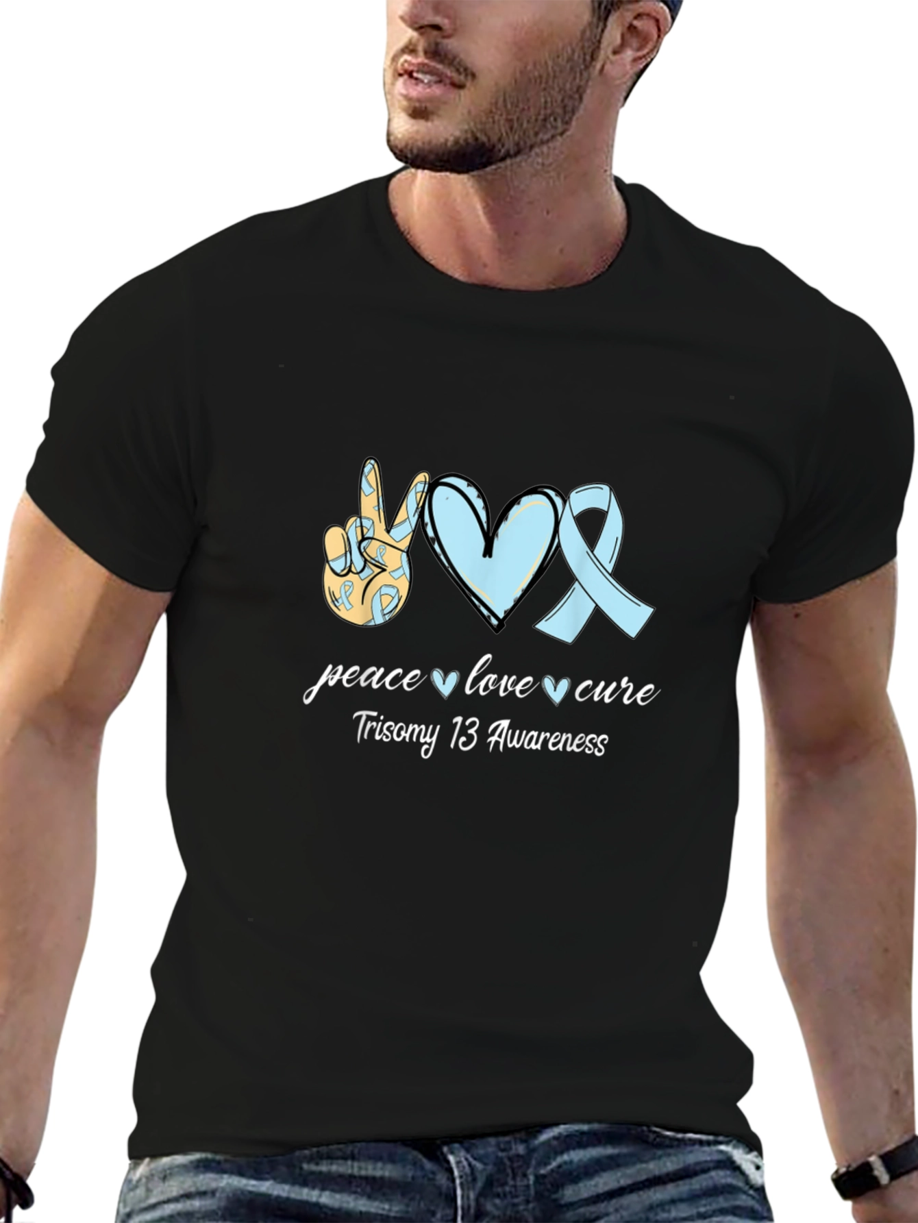 Peace Love Cure Trisomy 13 Awareness T-Shirt