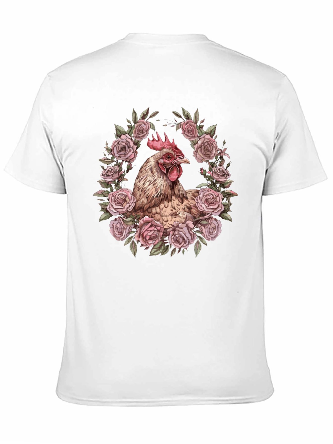 Chicken in Roses Graphic T-Shirt - Black