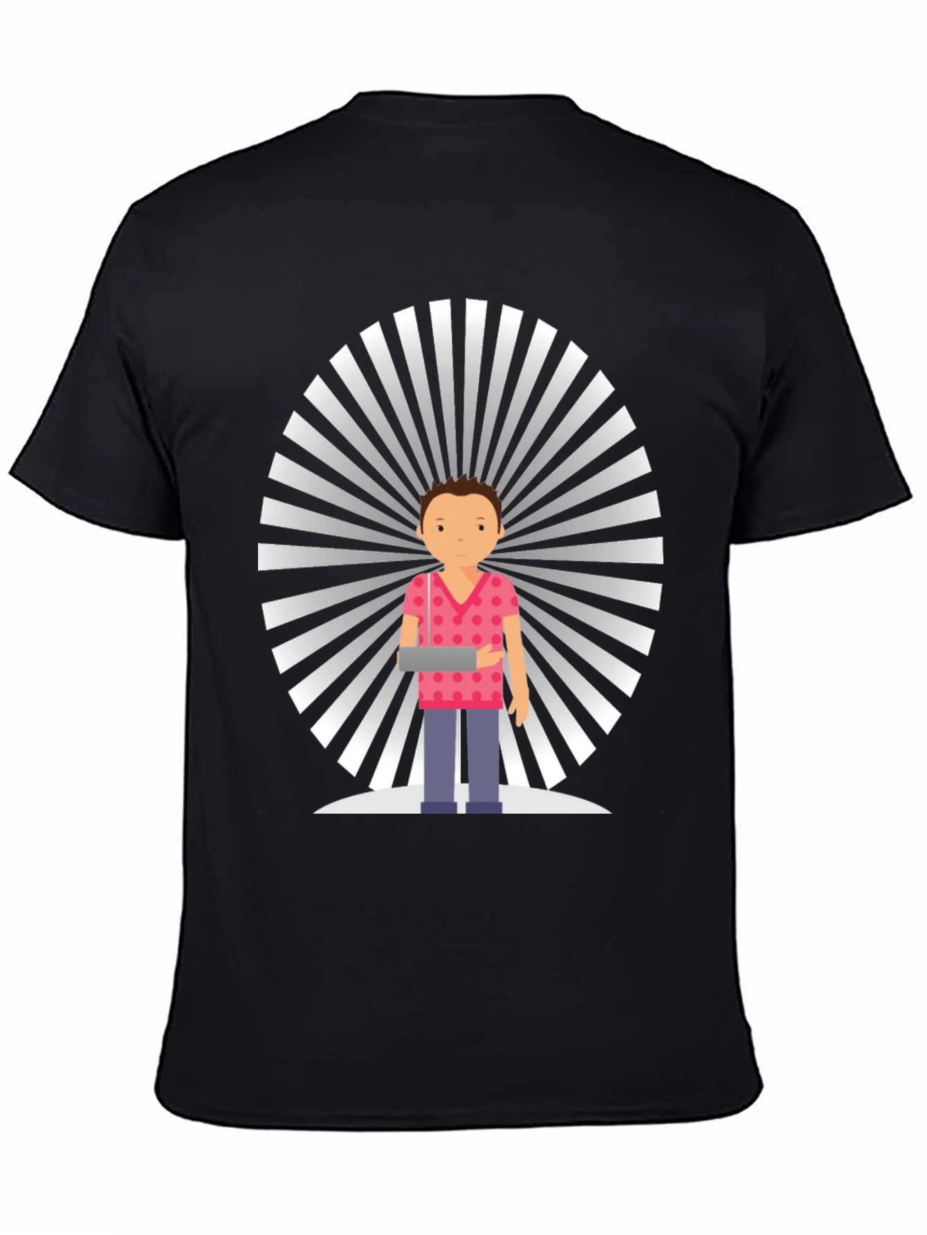 Graphic Cartoon Man Black T-Shirt