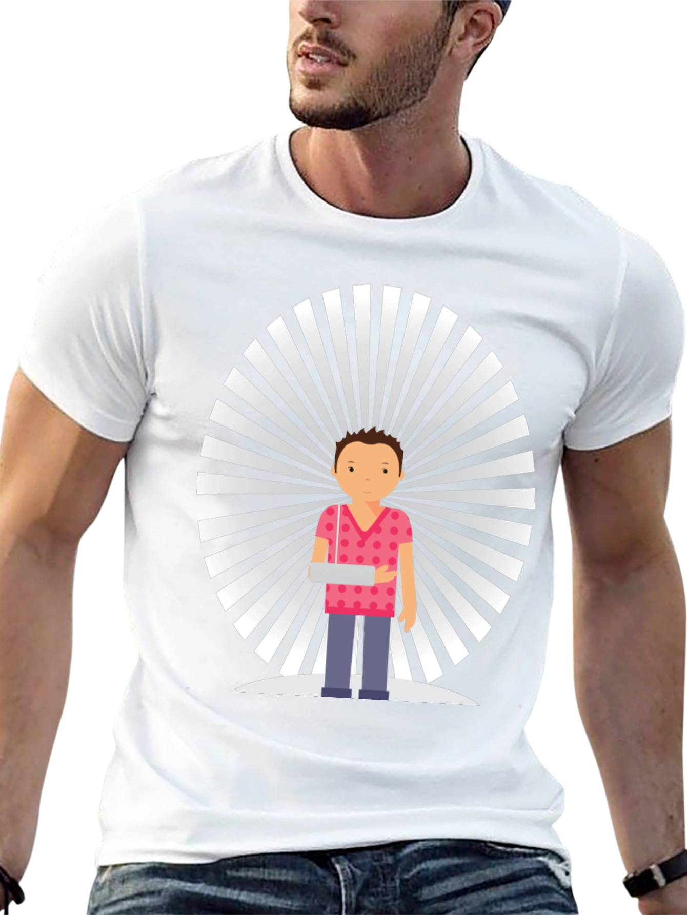 Graphic Cartoon Man Black T-Shirt