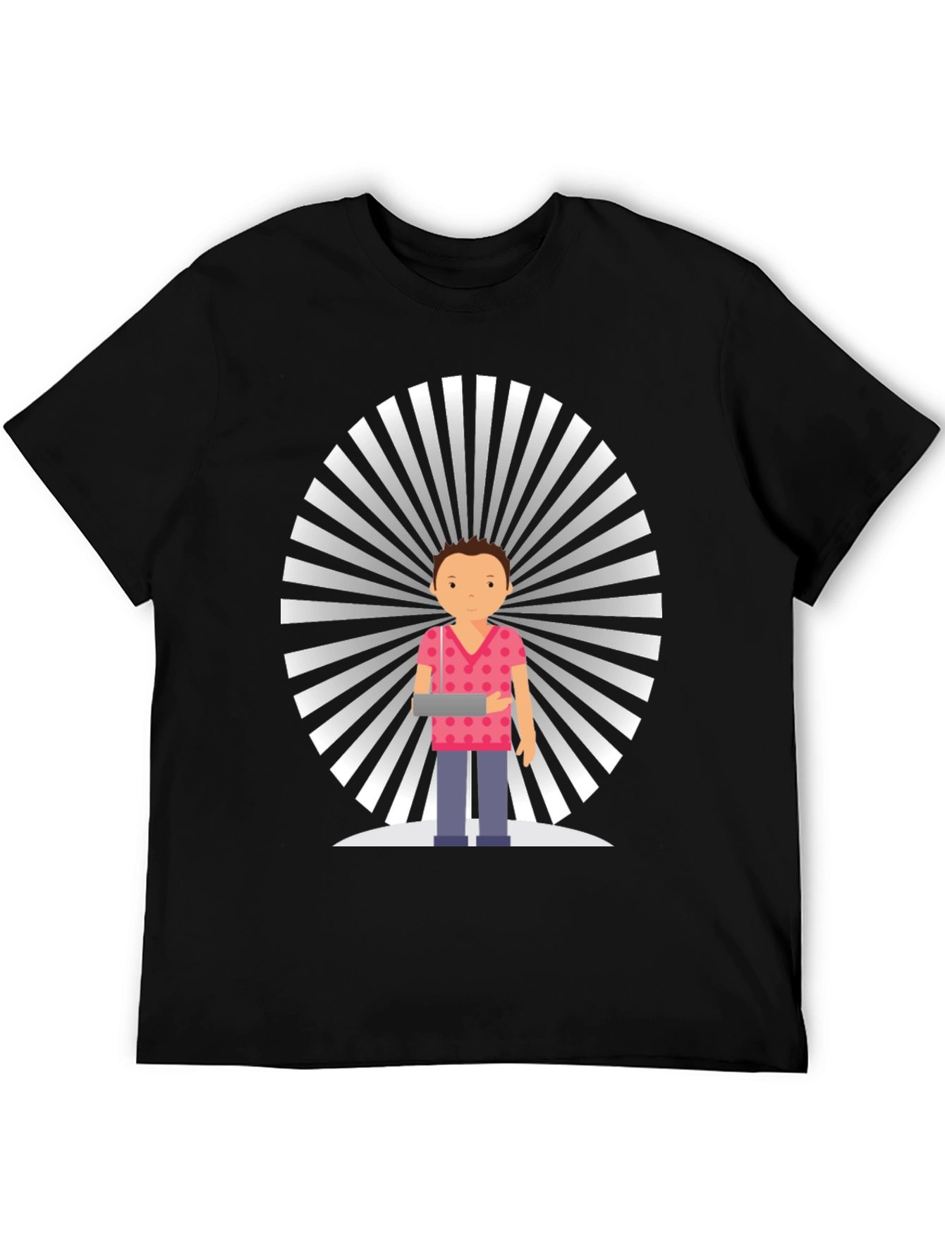 Graphic Cartoon Man Black T-Shirt