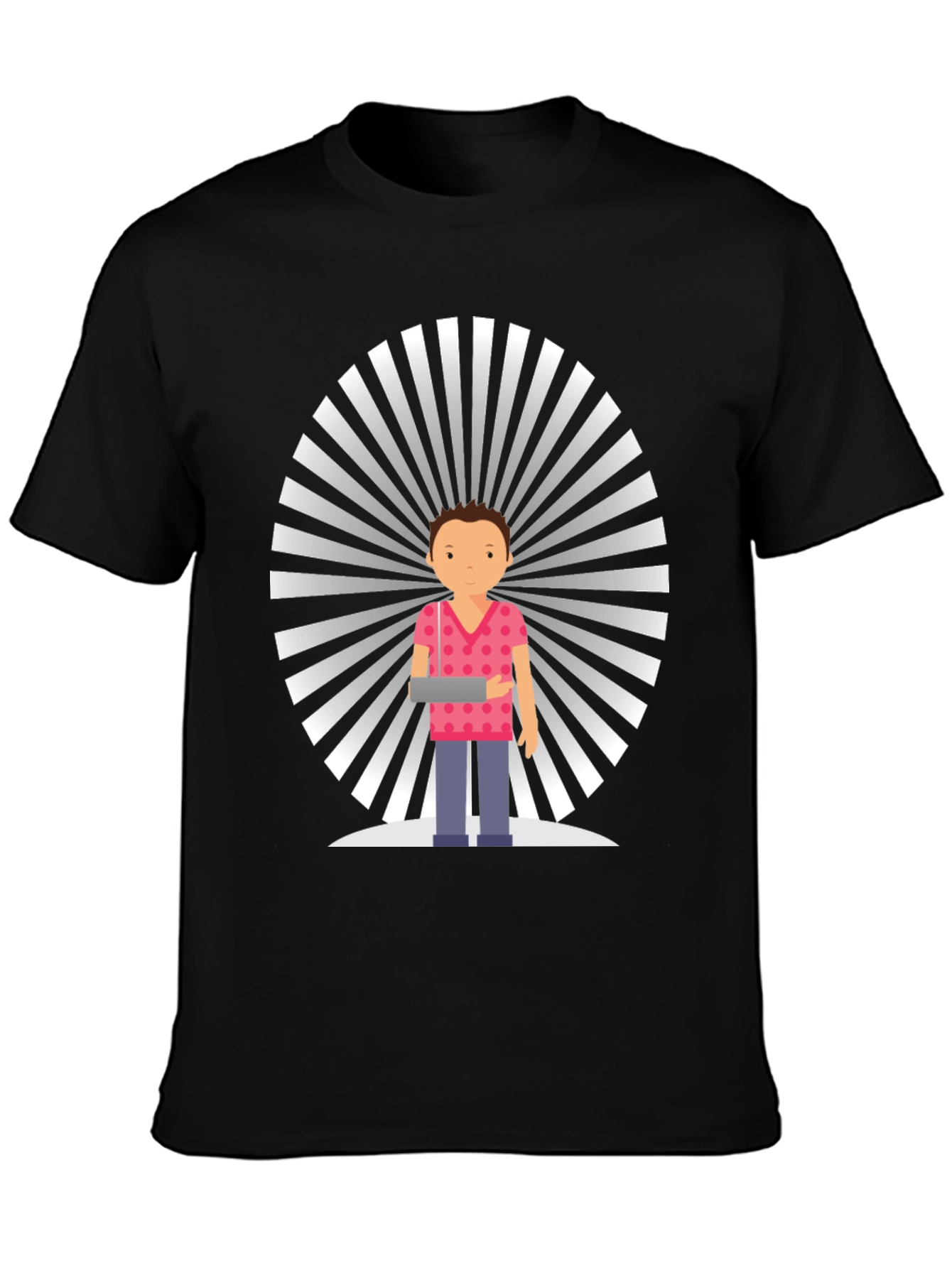 Graphic Cartoon Man Black T-Shirt