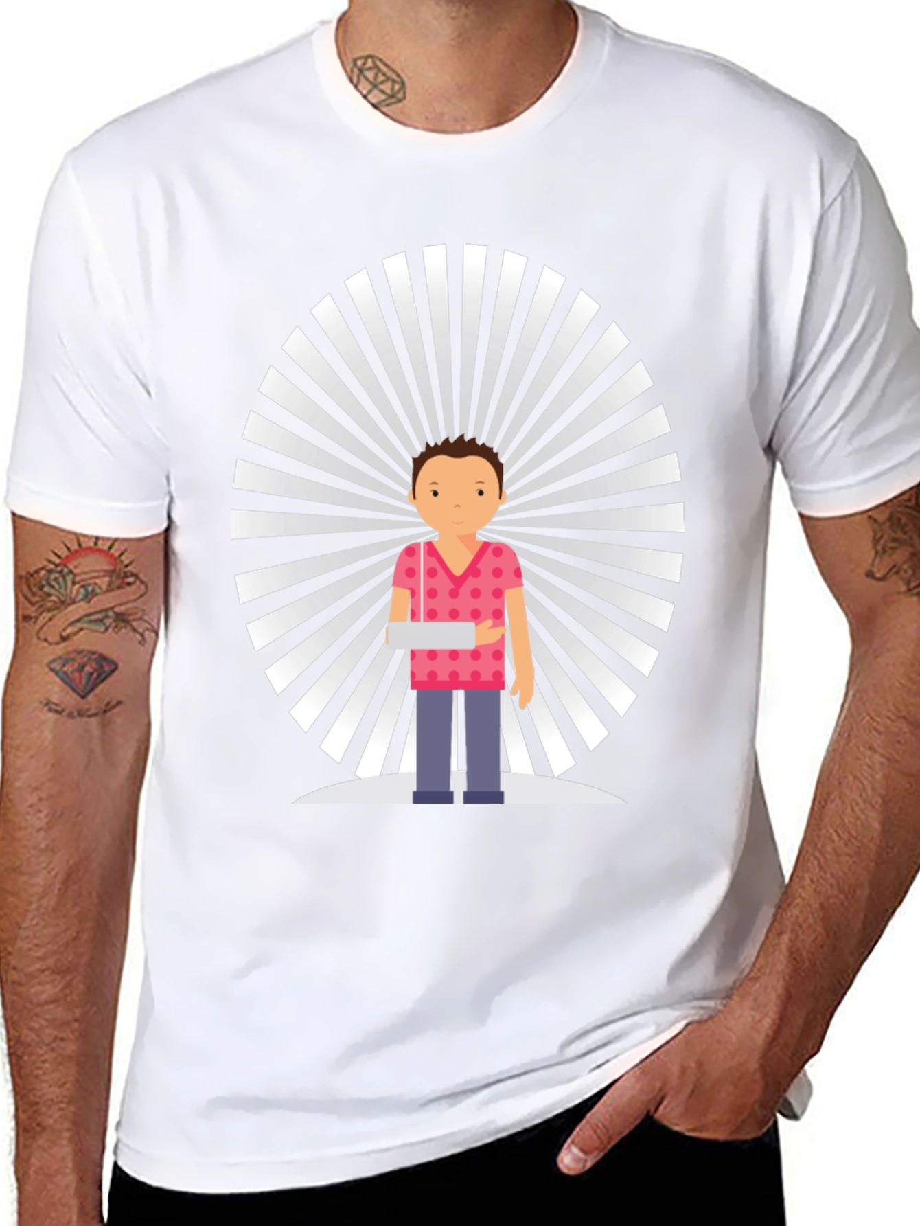 Graphic Cartoon Man Black T-Shirt