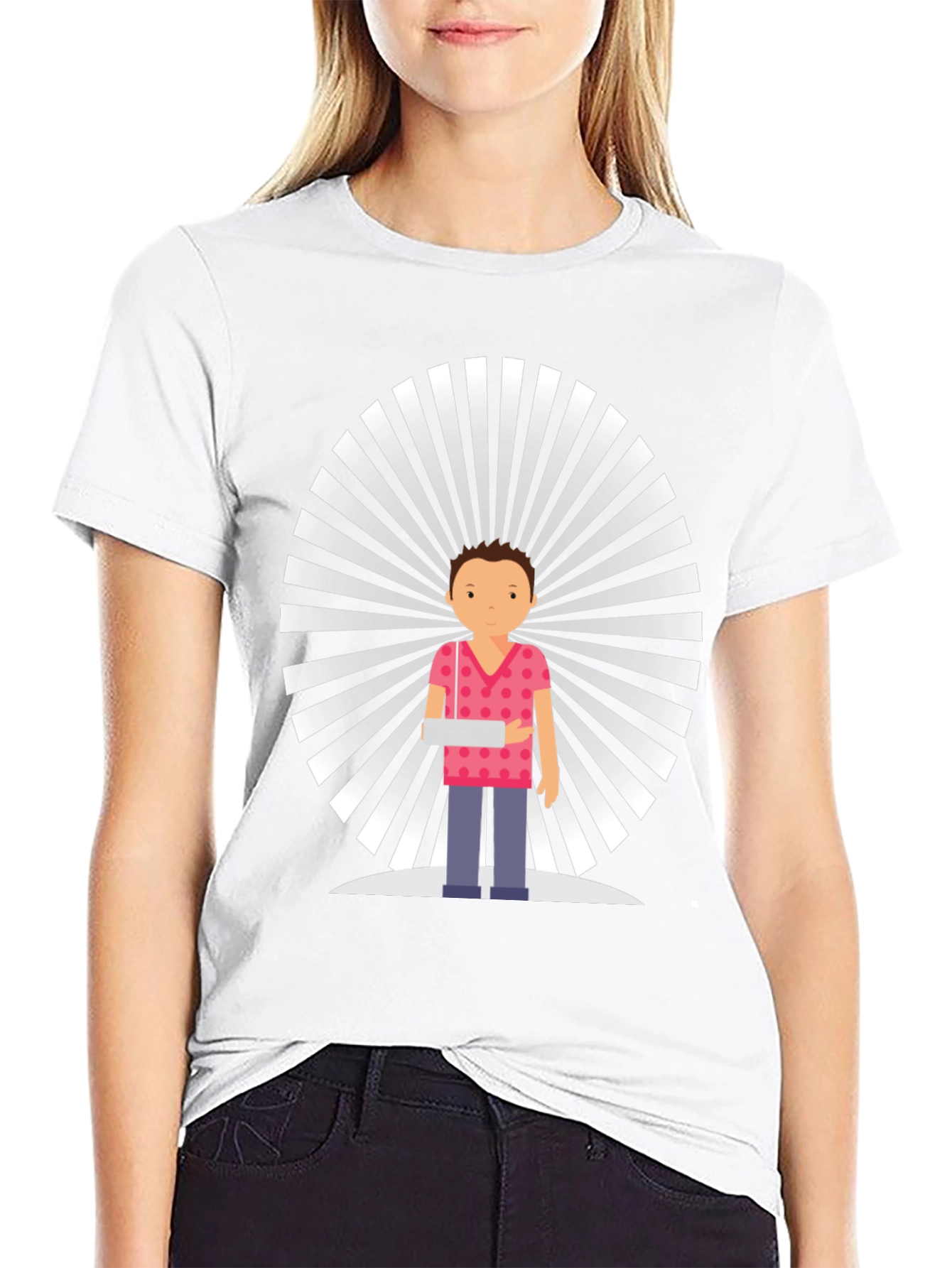 Graphic Cartoon Man Black T-Shirt