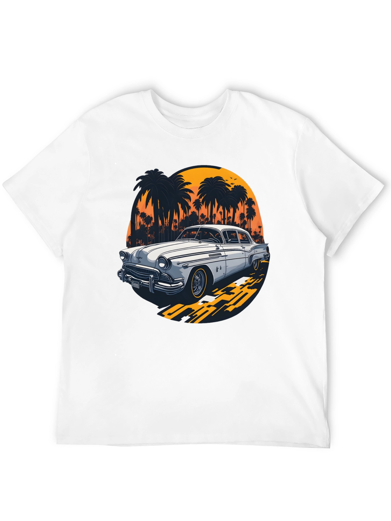 Classic Car Tee: Palm Tree Sunset