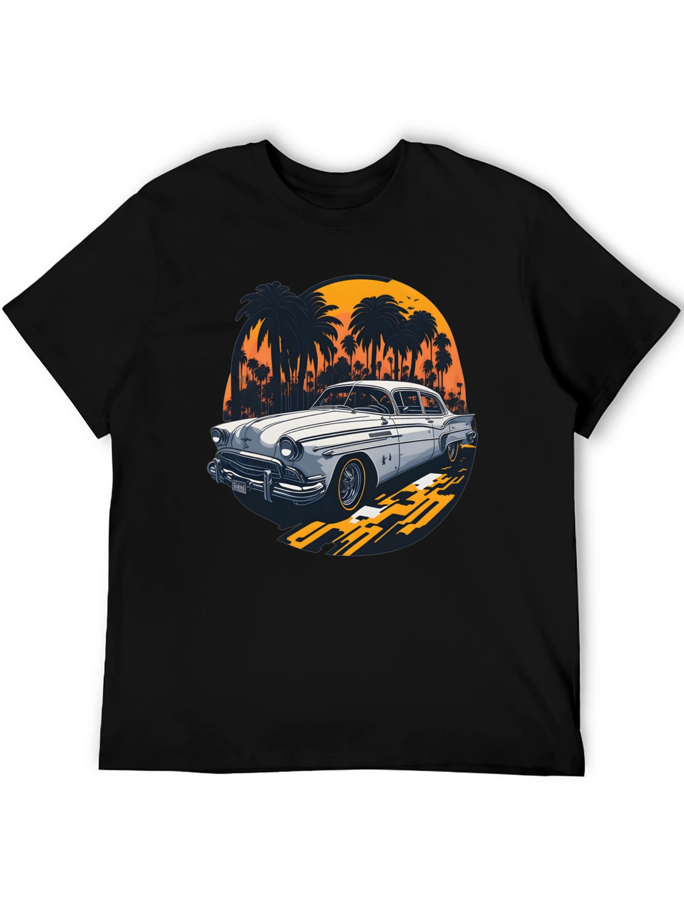 Classic Car Tee: Palm Tree Sunset