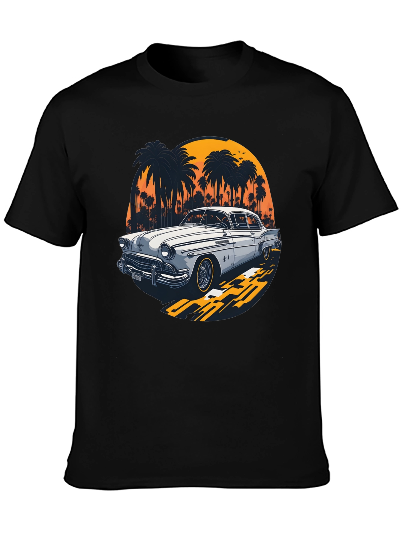 Classic Car Tee: Palm Tree Sunset