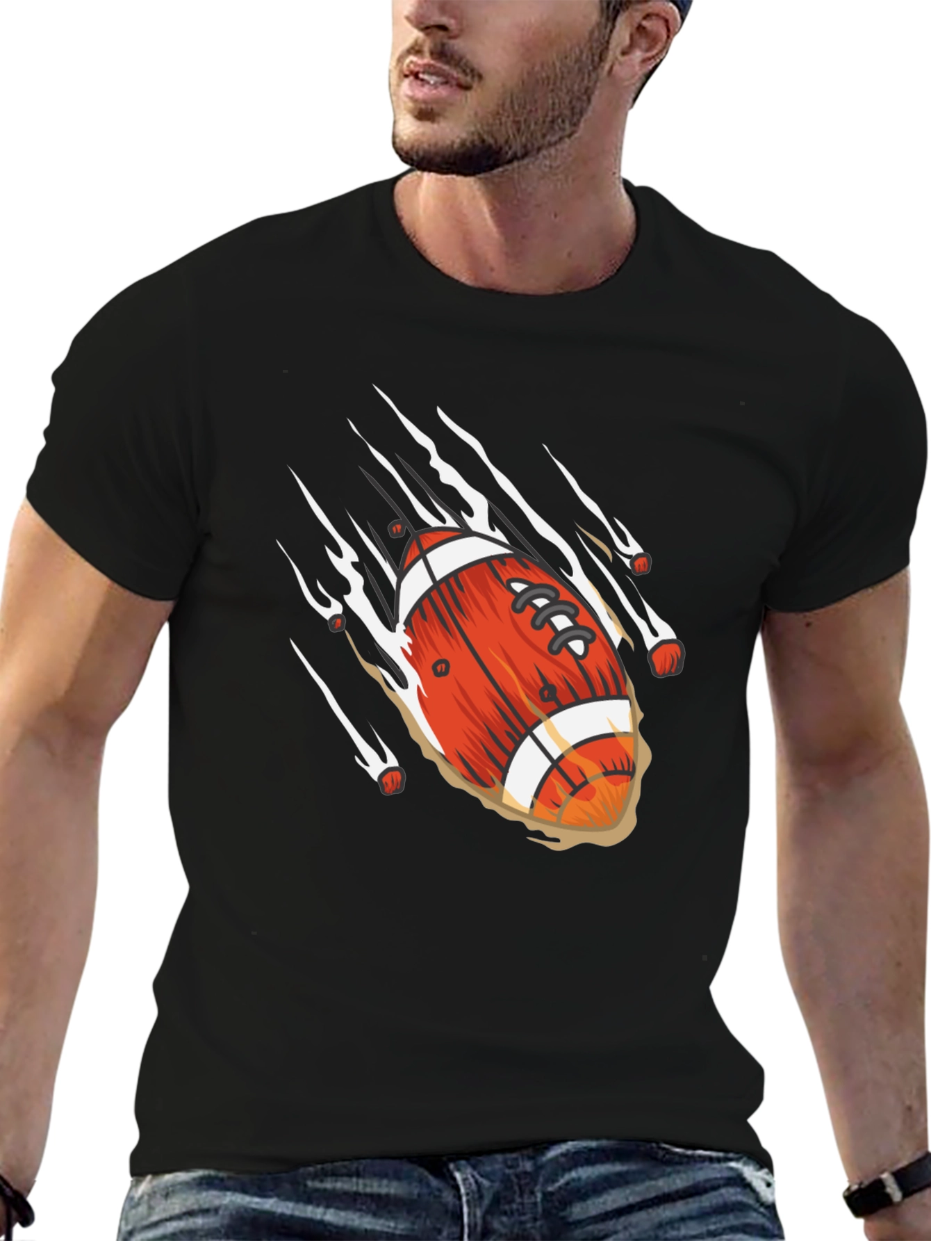 Football Graphic Black T-Shirt