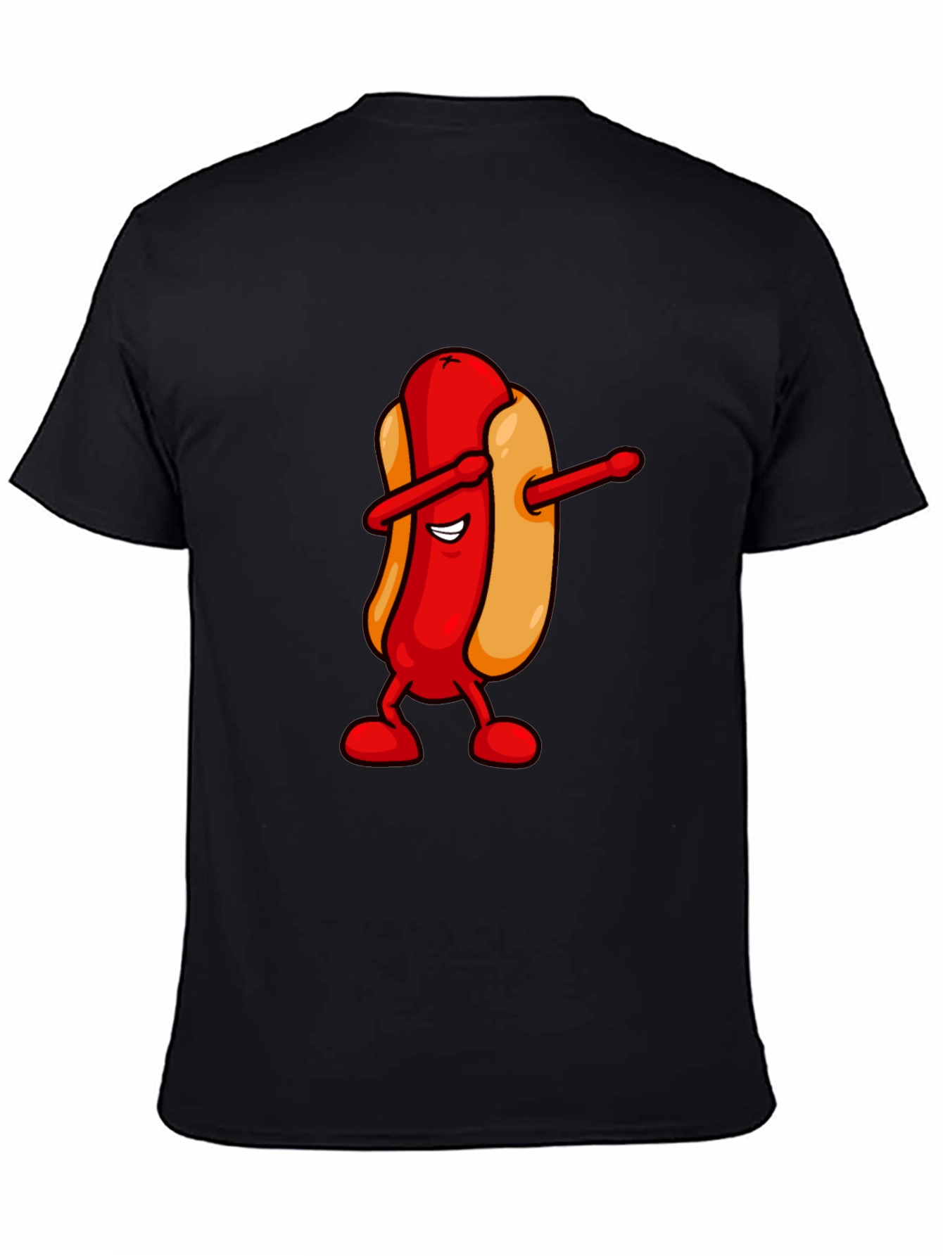 Dabbing Hotdog Black T-Shirt