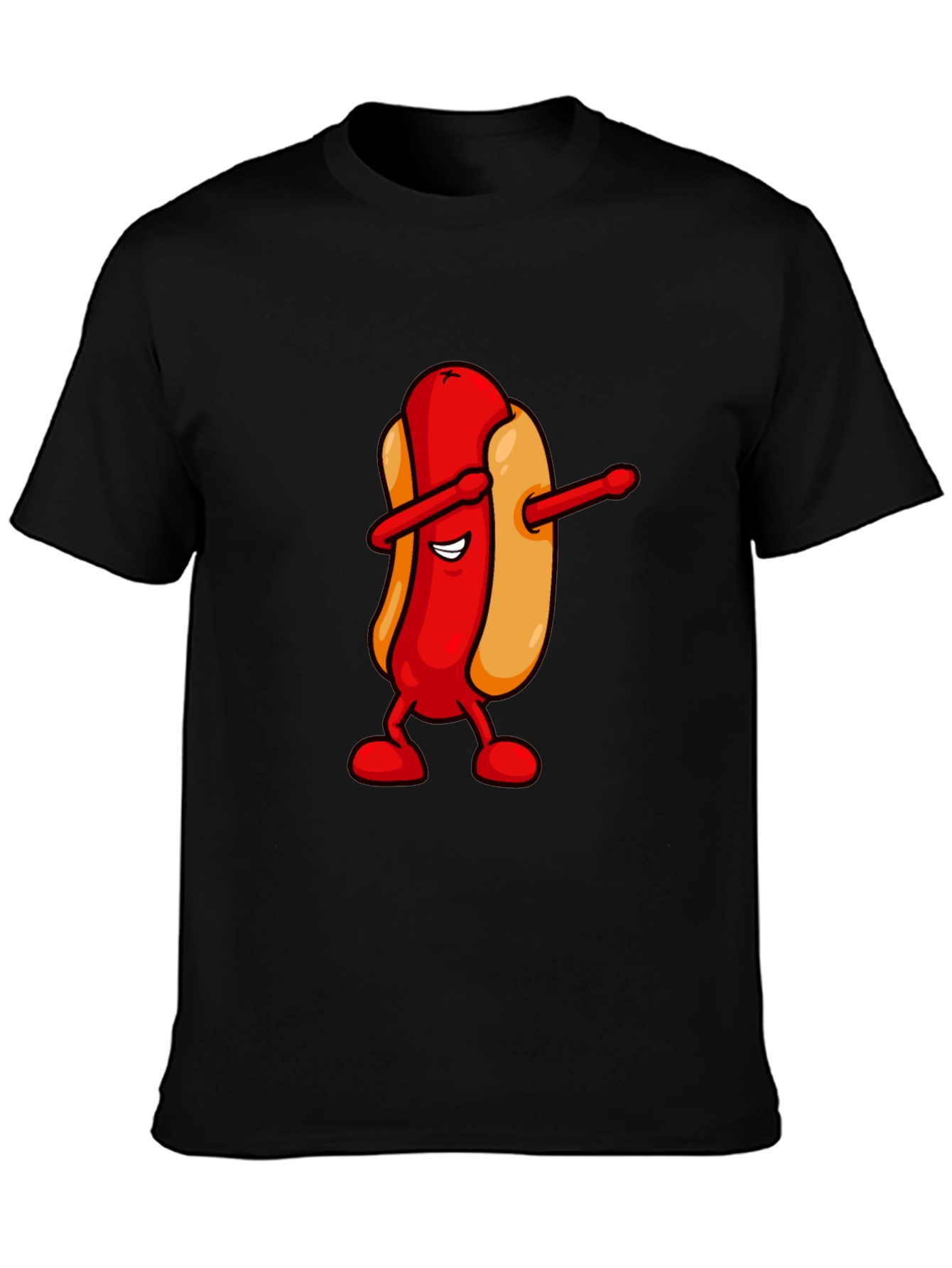Dabbing Hotdog Black T-Shirt