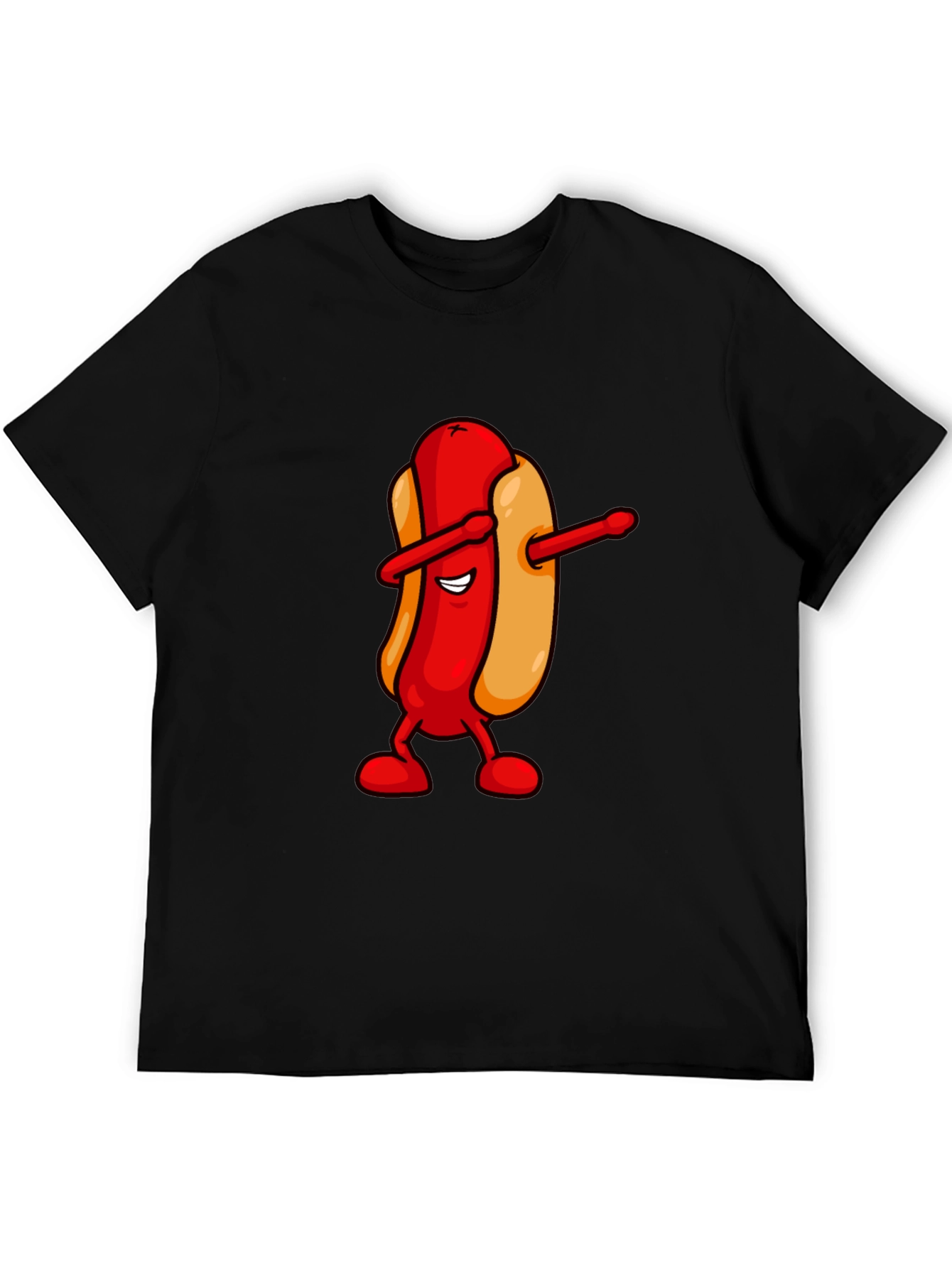 Dabbing Hotdog Black T-Shirt