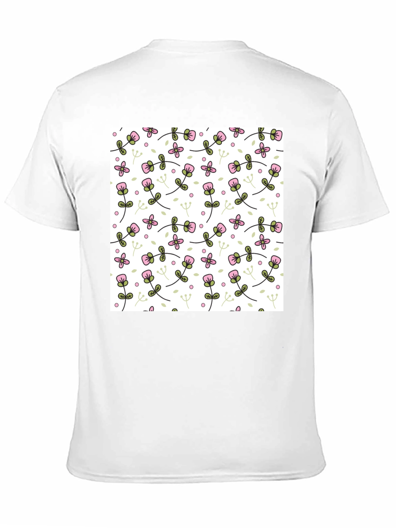 Floral Pattern Mens Black T-Shirt