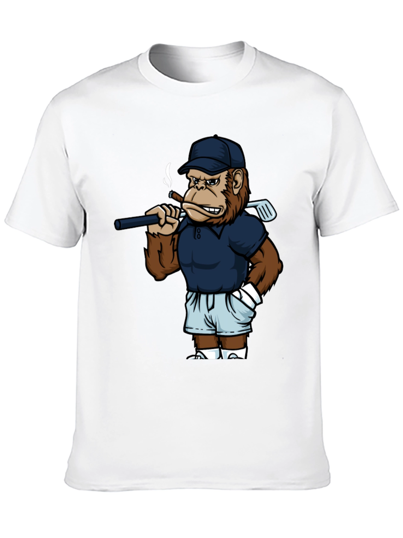 Cool Monkey Golfer Graphic Tee - Black