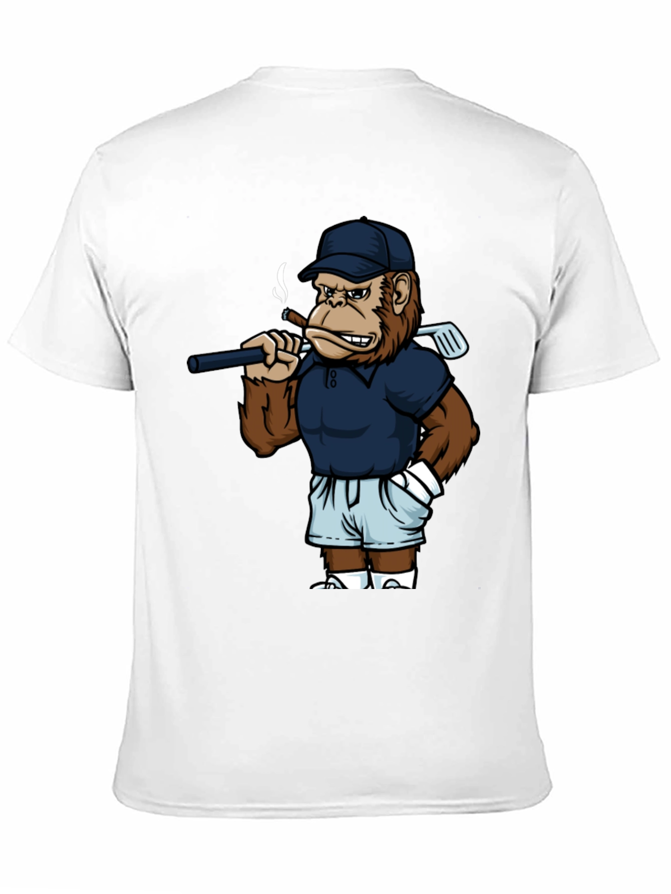 Cool Monkey Golfer Graphic Tee - Black
