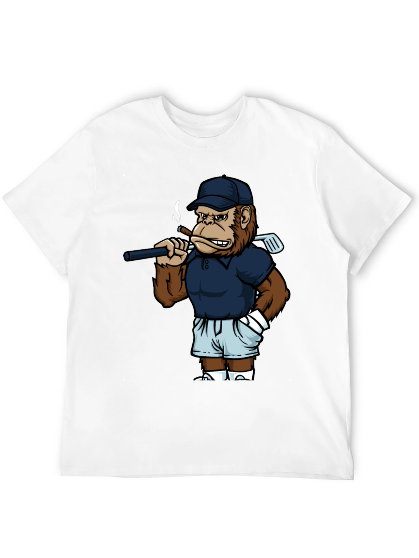 Cool Monkey Golfer Graphic Tee - Black