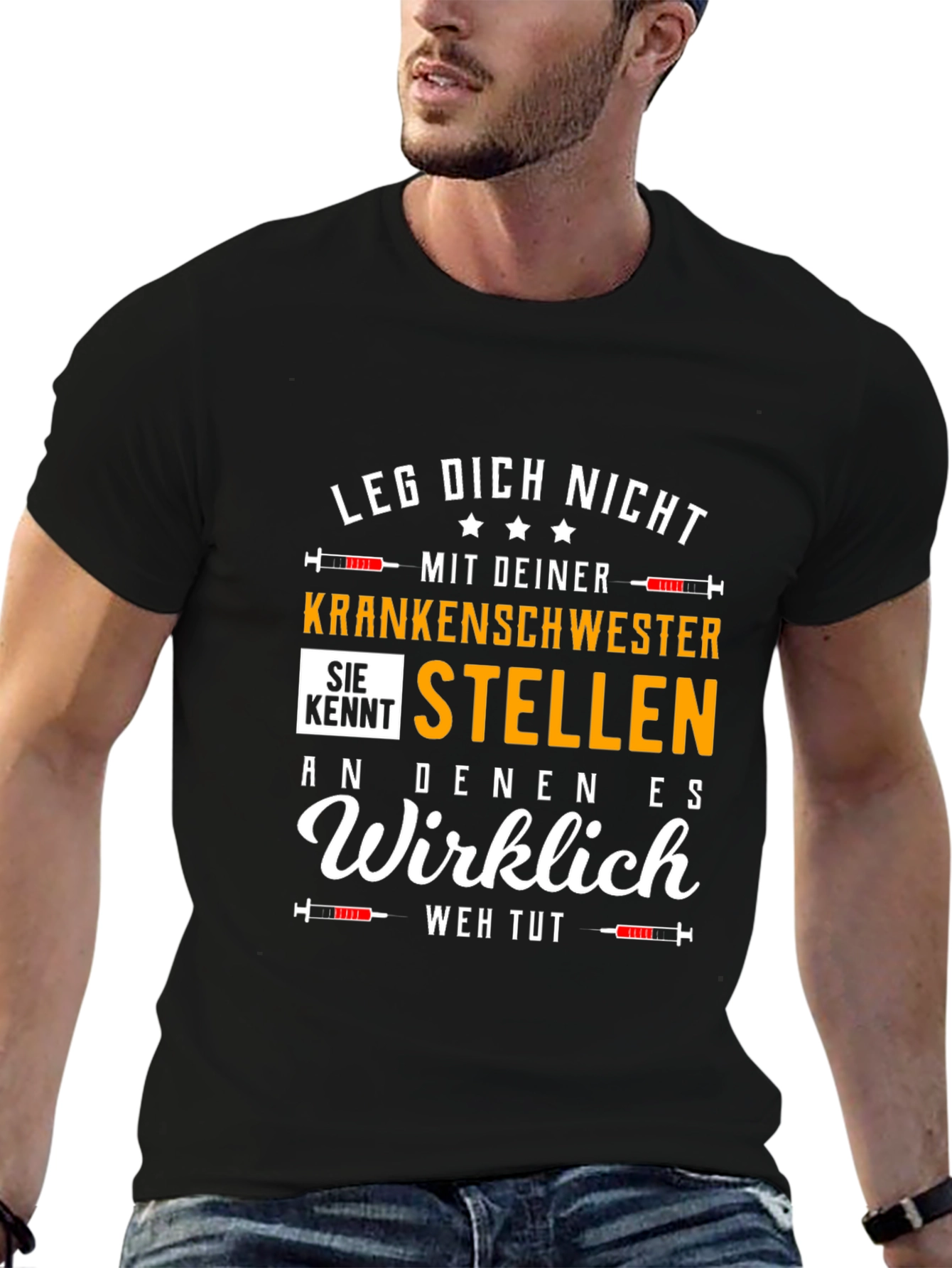 Nurse T-Shirt: Leg Dich Nicht Kranken Schwester T-Shirt