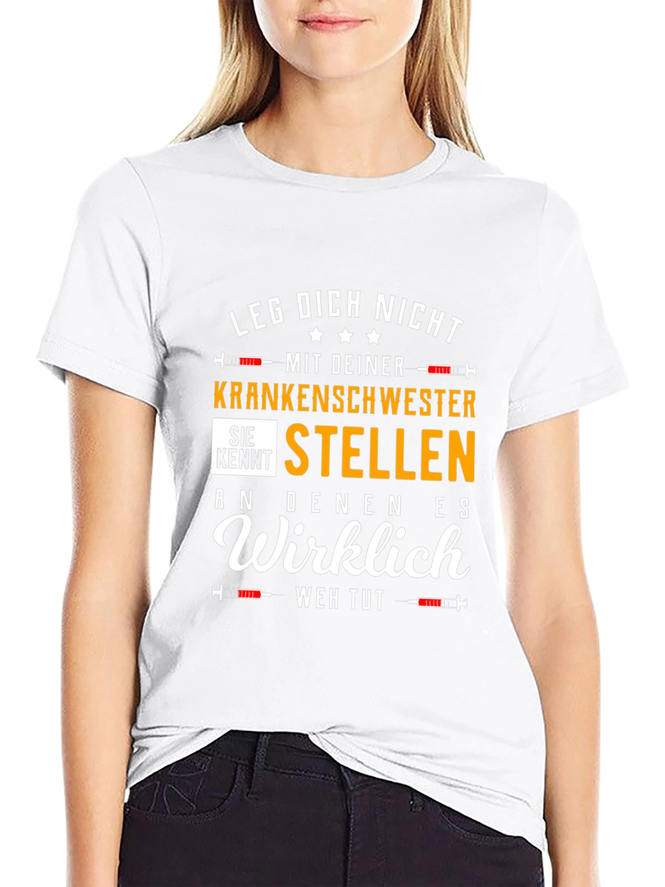 Nurse T-Shirt: Leg Dich Nicht Kranken Schwester T-Shirt