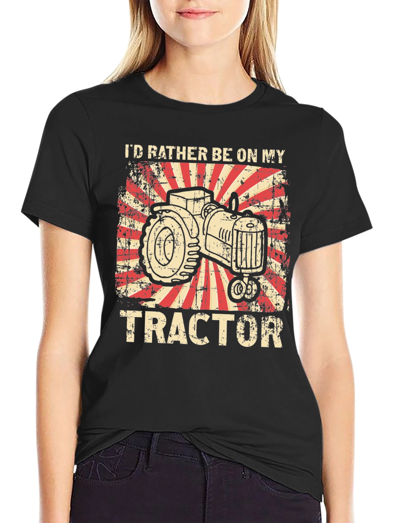 Id Rather Be On My Tractor Graphic T-Shirt