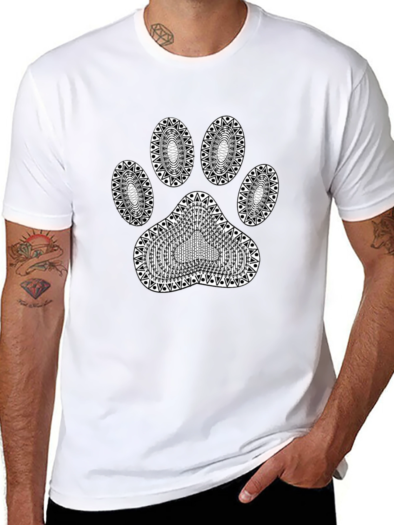 Paw Print Graphic T-Shirt - Stylish Black Tee