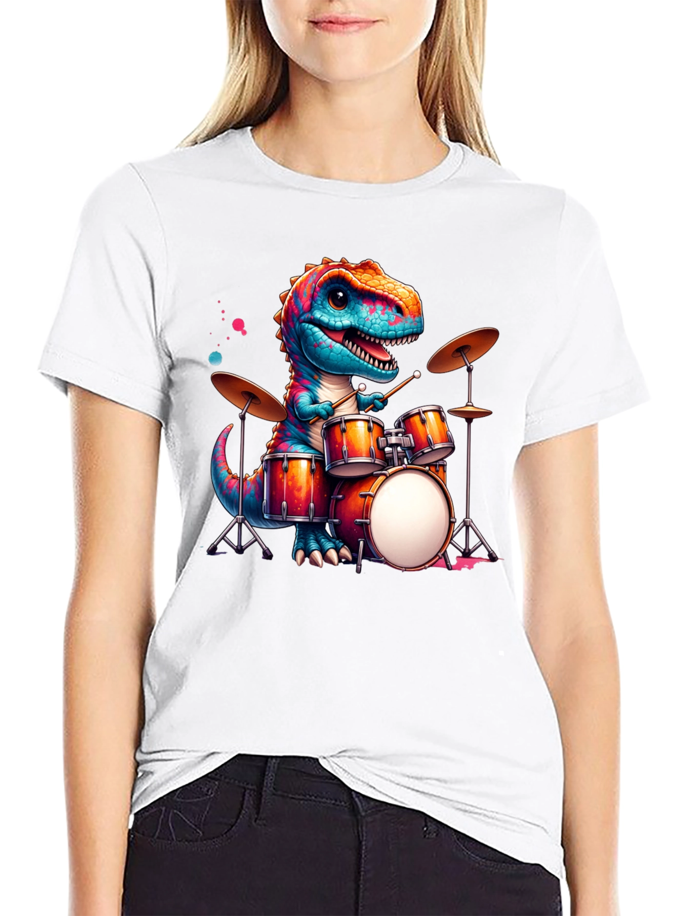 Dino Drummer T-Shirt - Rock Out in Style!
