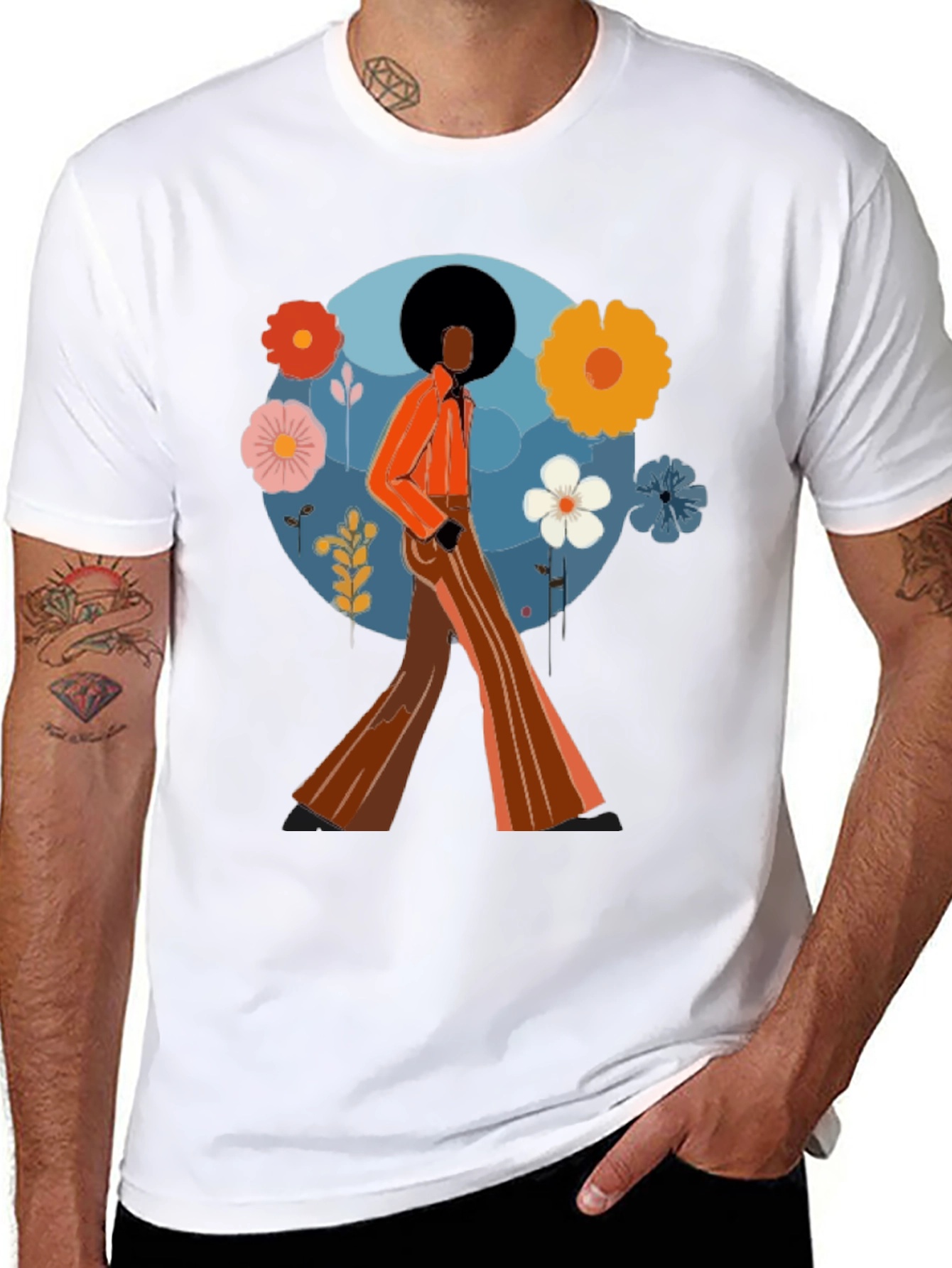 Retro 70s Style T-Shirt - Black