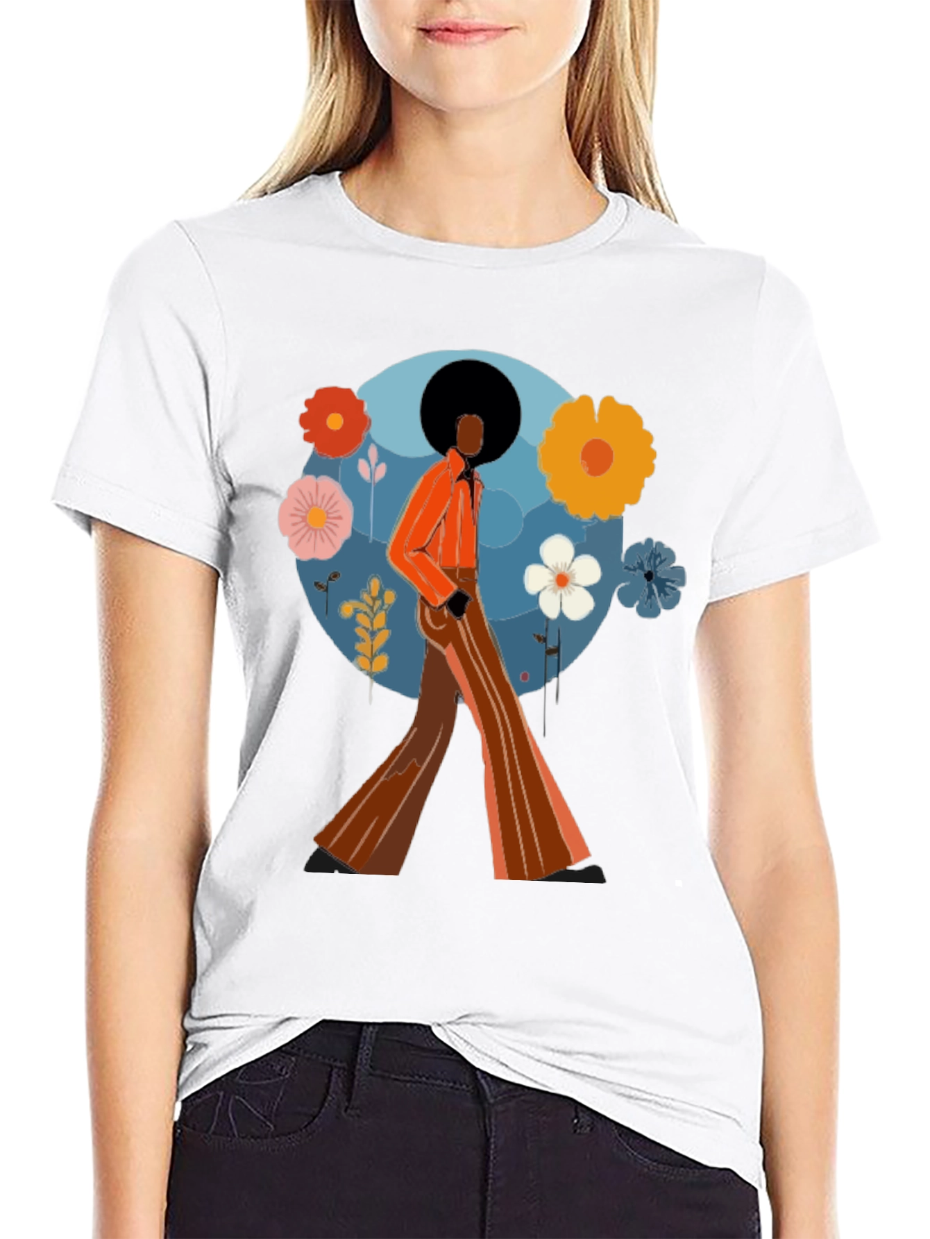 Retro 70s Style T-Shirt - Black