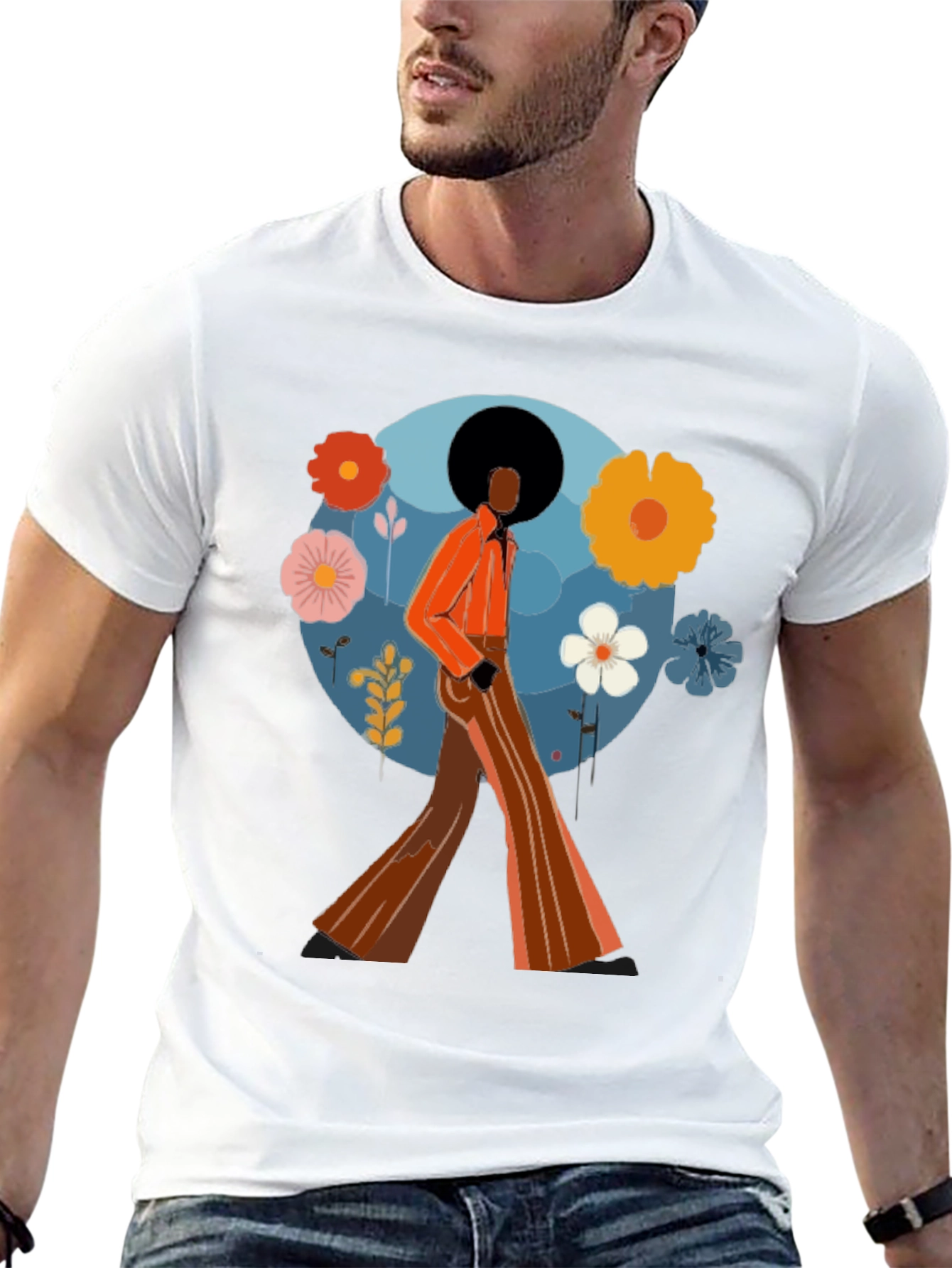 Retro 70s Style T-Shirt - Black