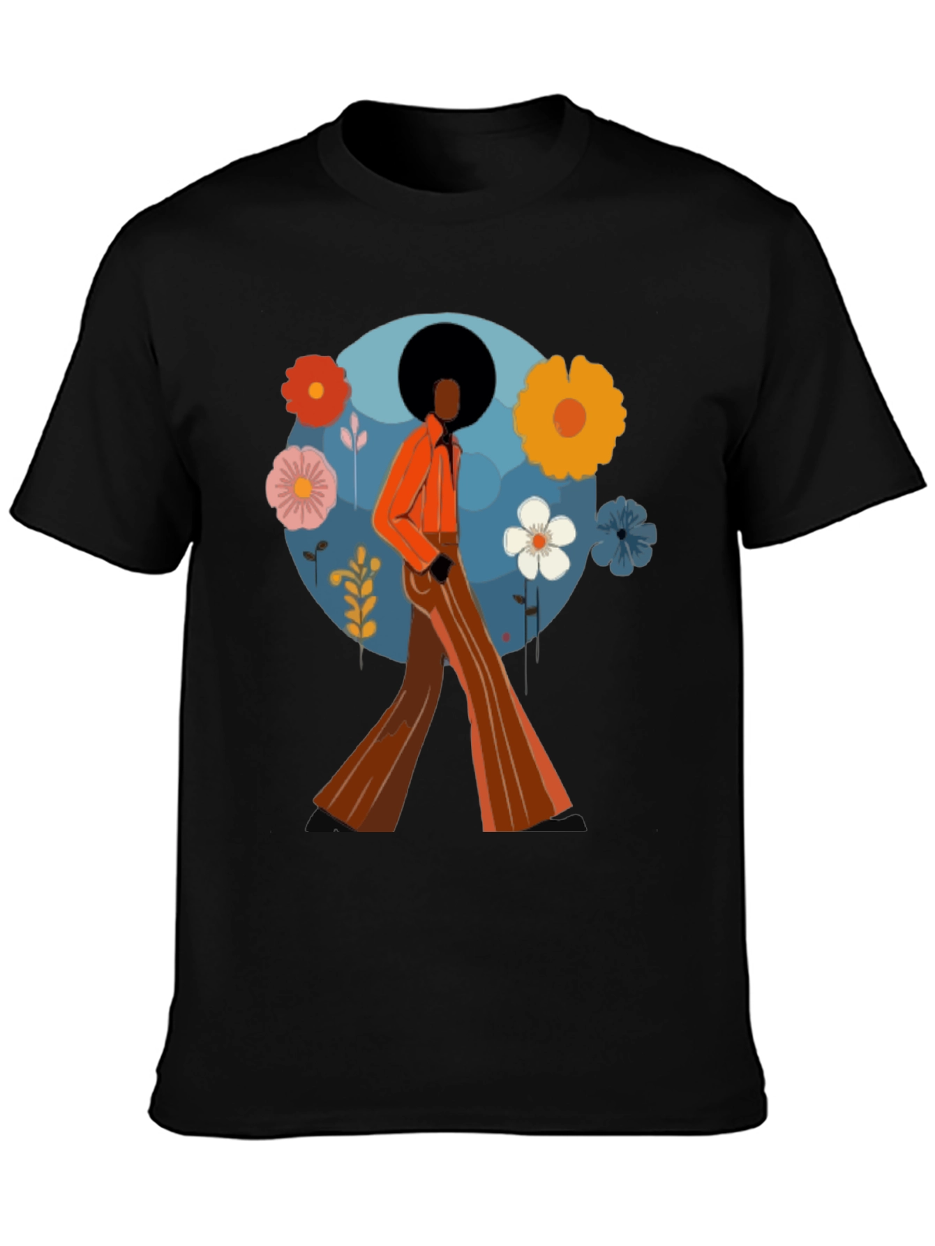Retro 70s Style T-Shirt - Black