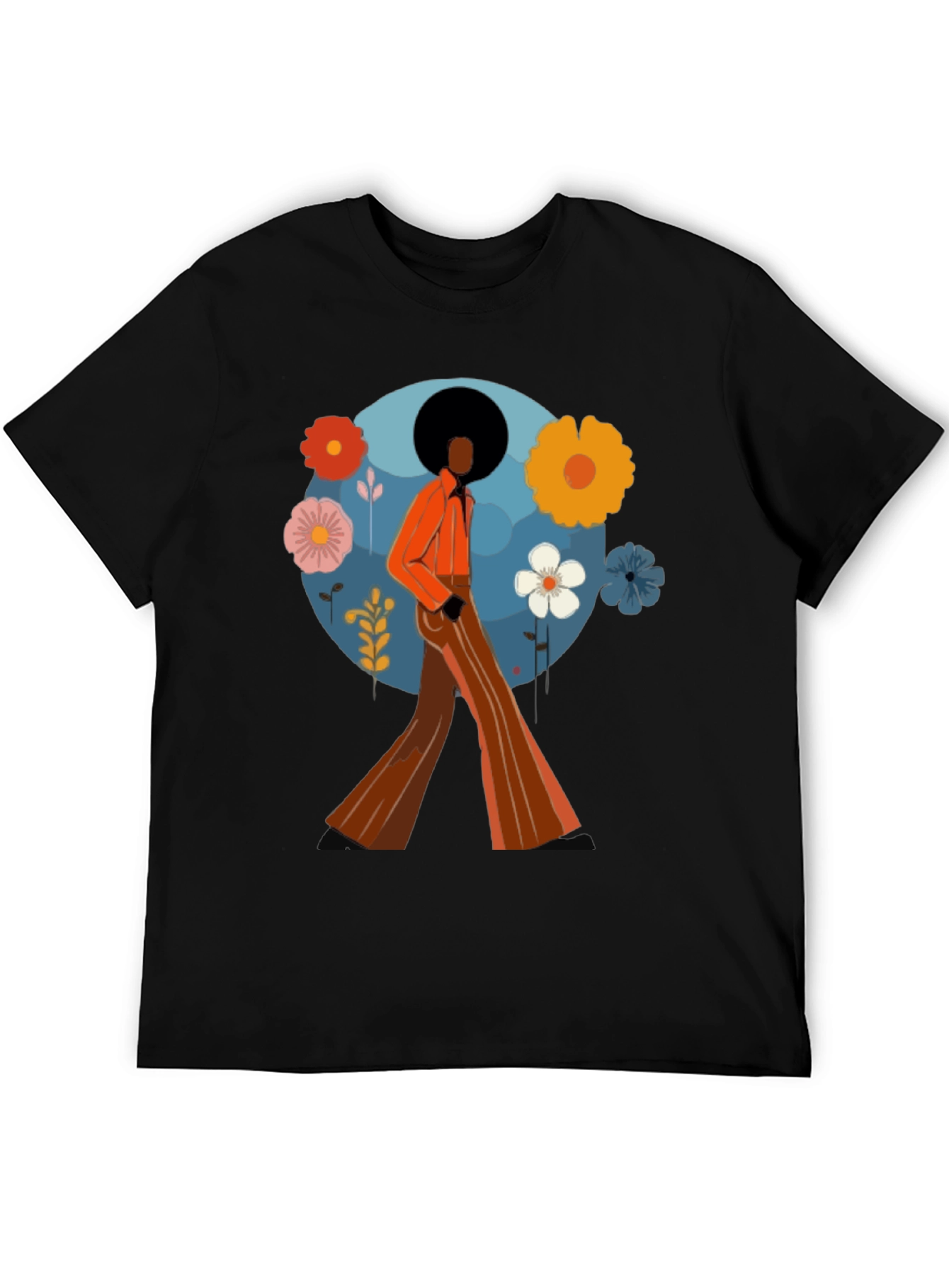 Retro 70s Style T-Shirt - Black