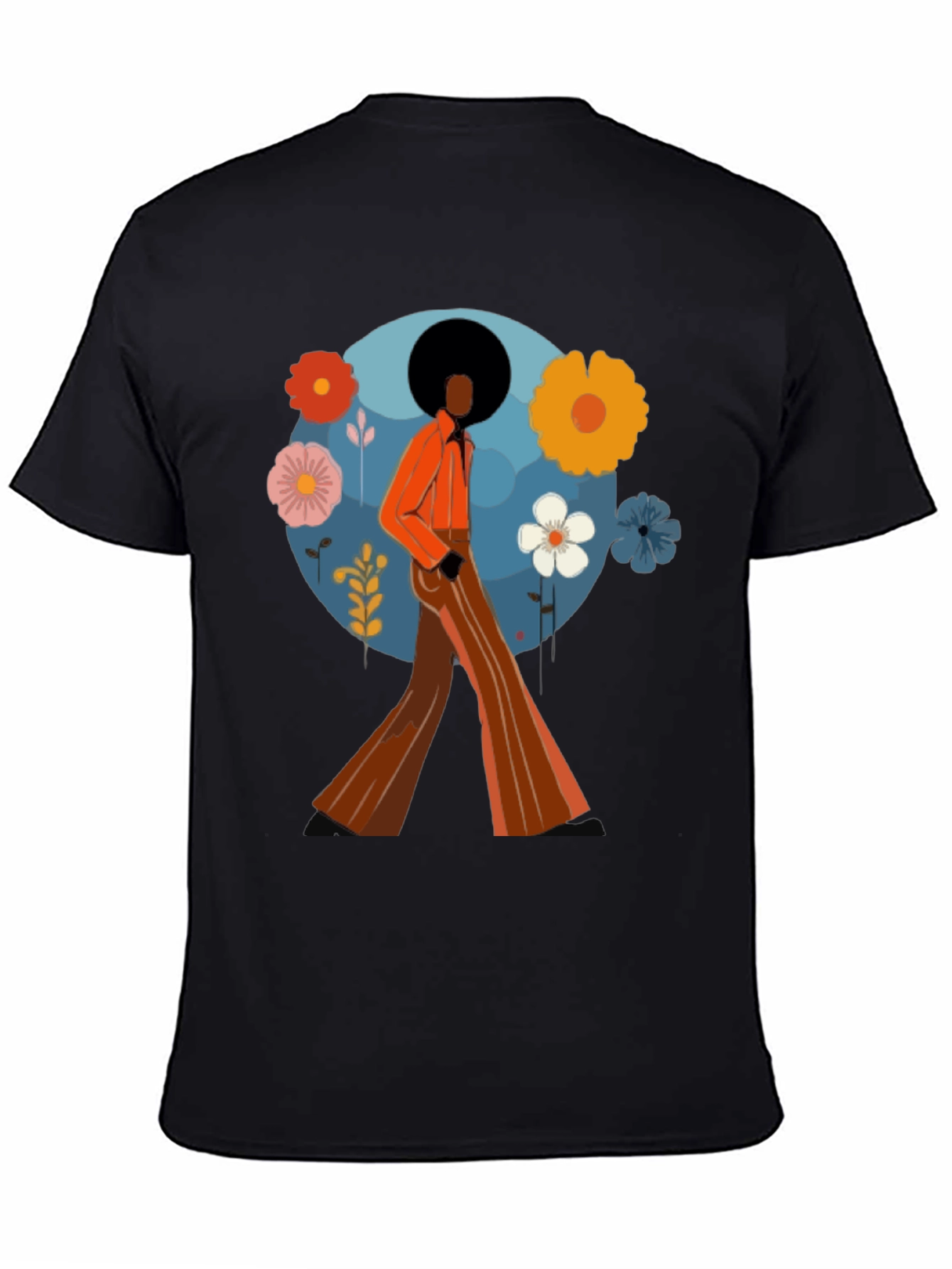 Retro 70s Style T-Shirt - Black