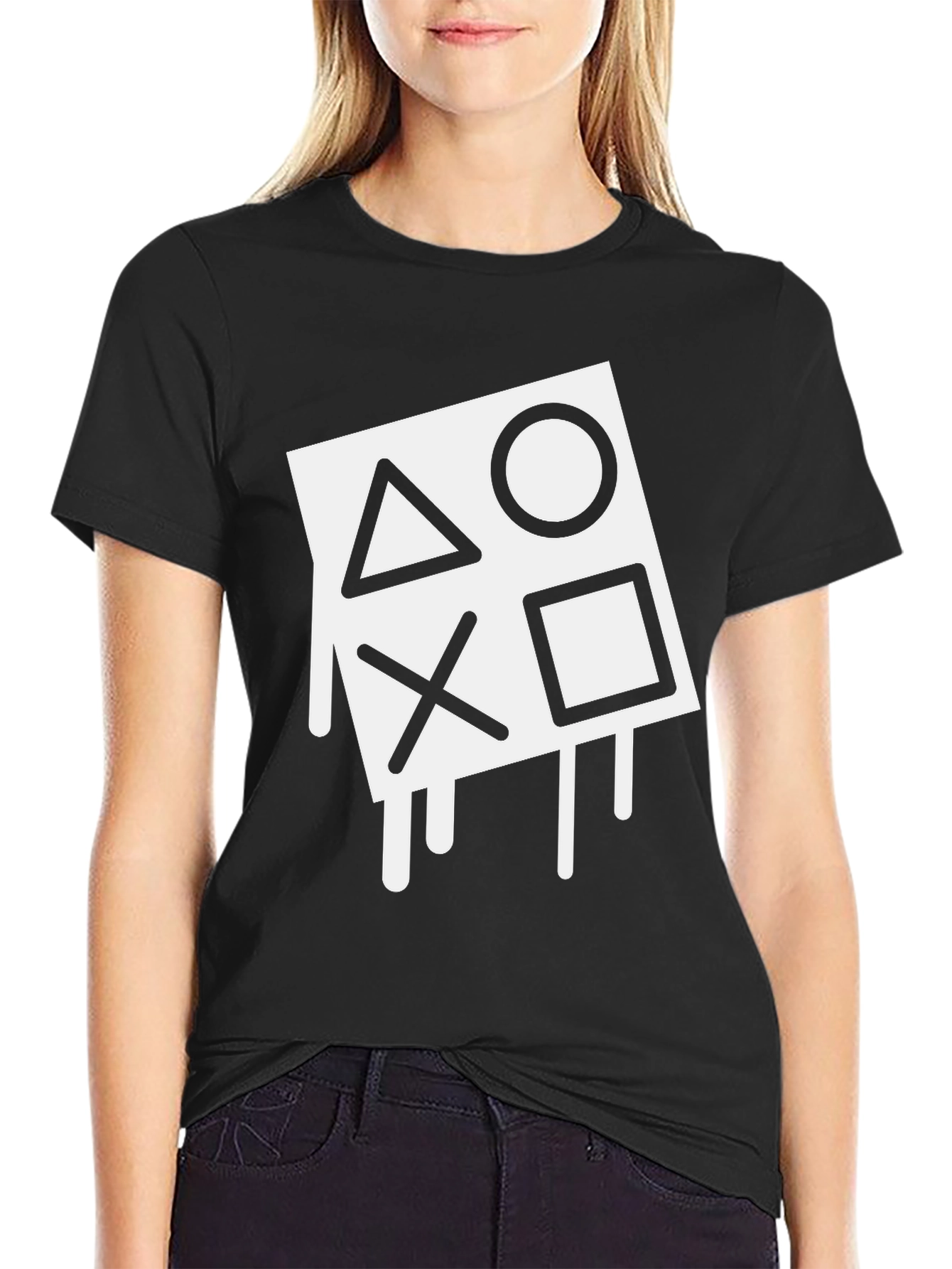 Playstation Symbol Dripping Graphic T-Shirt - Gamer Apparel