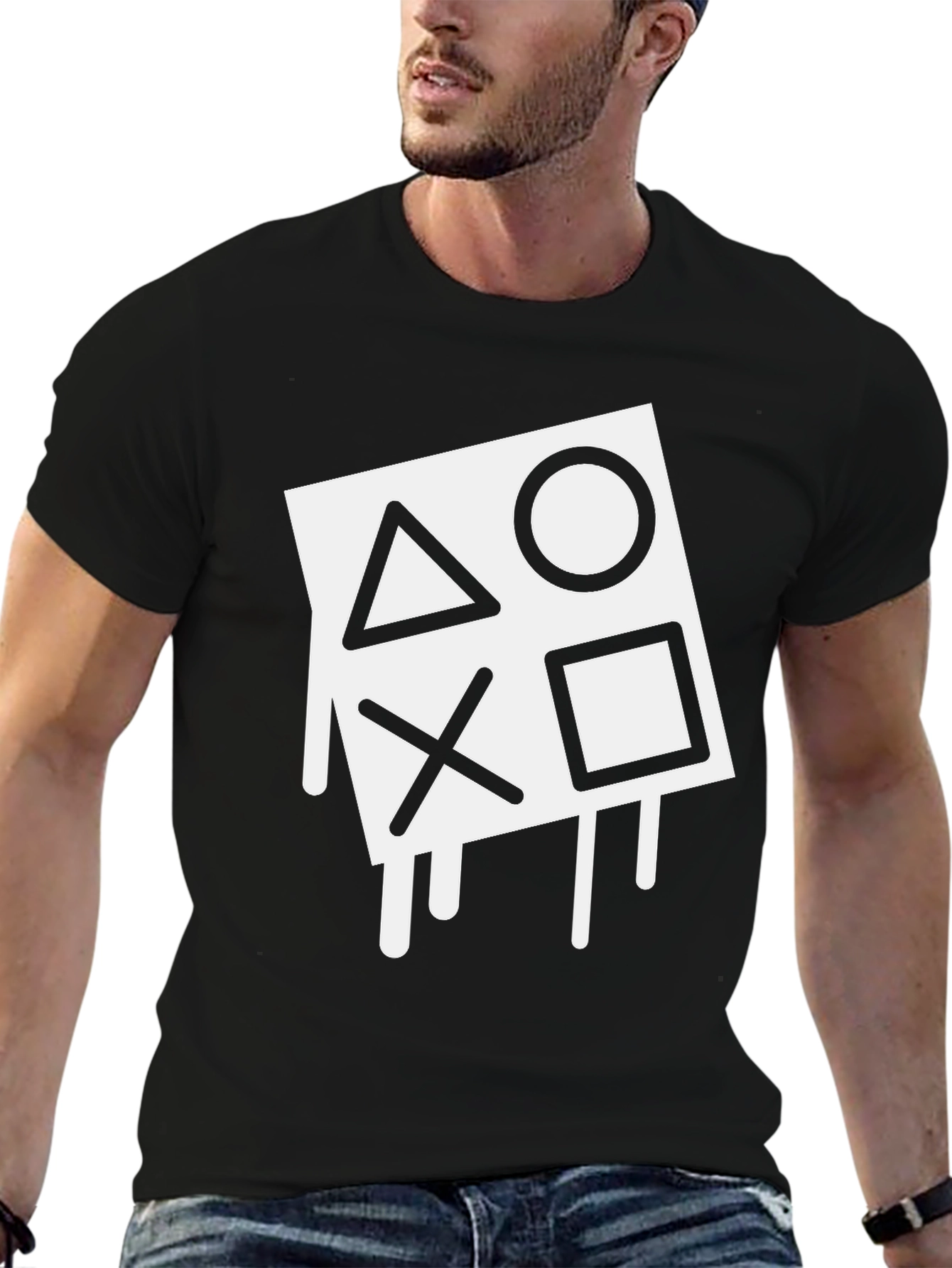 Playstation Symbol Dripping Graphic T-Shirt - Gamer Apparel
