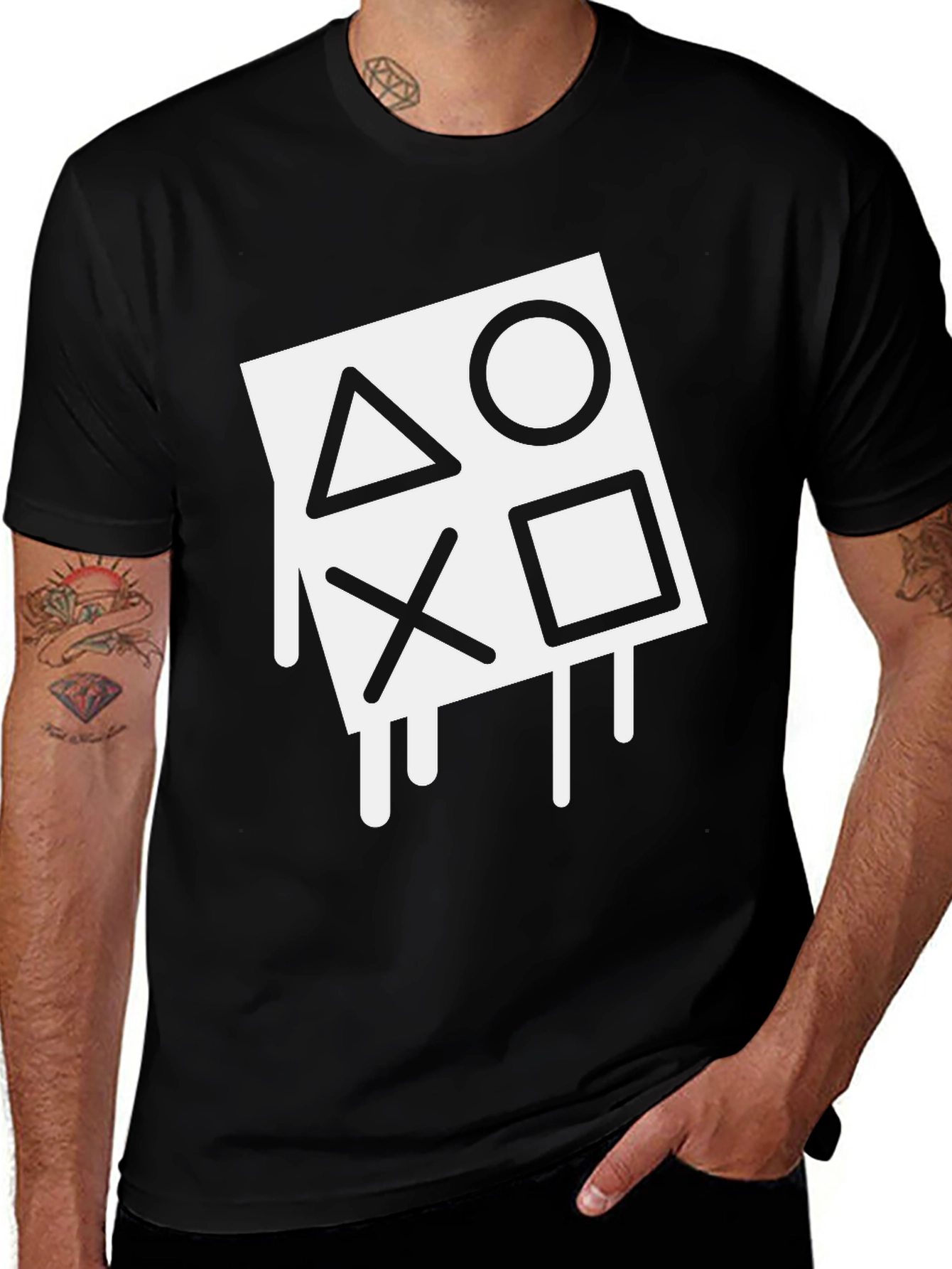 Playstation Symbol Dripping Graphic T-Shirt - Gamer Apparel