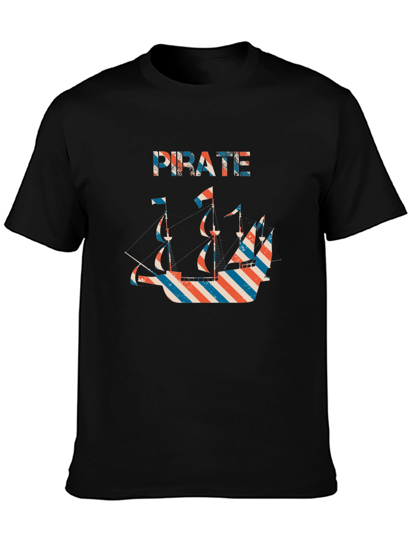 Pirate Ship Graphic Black T-Shirt